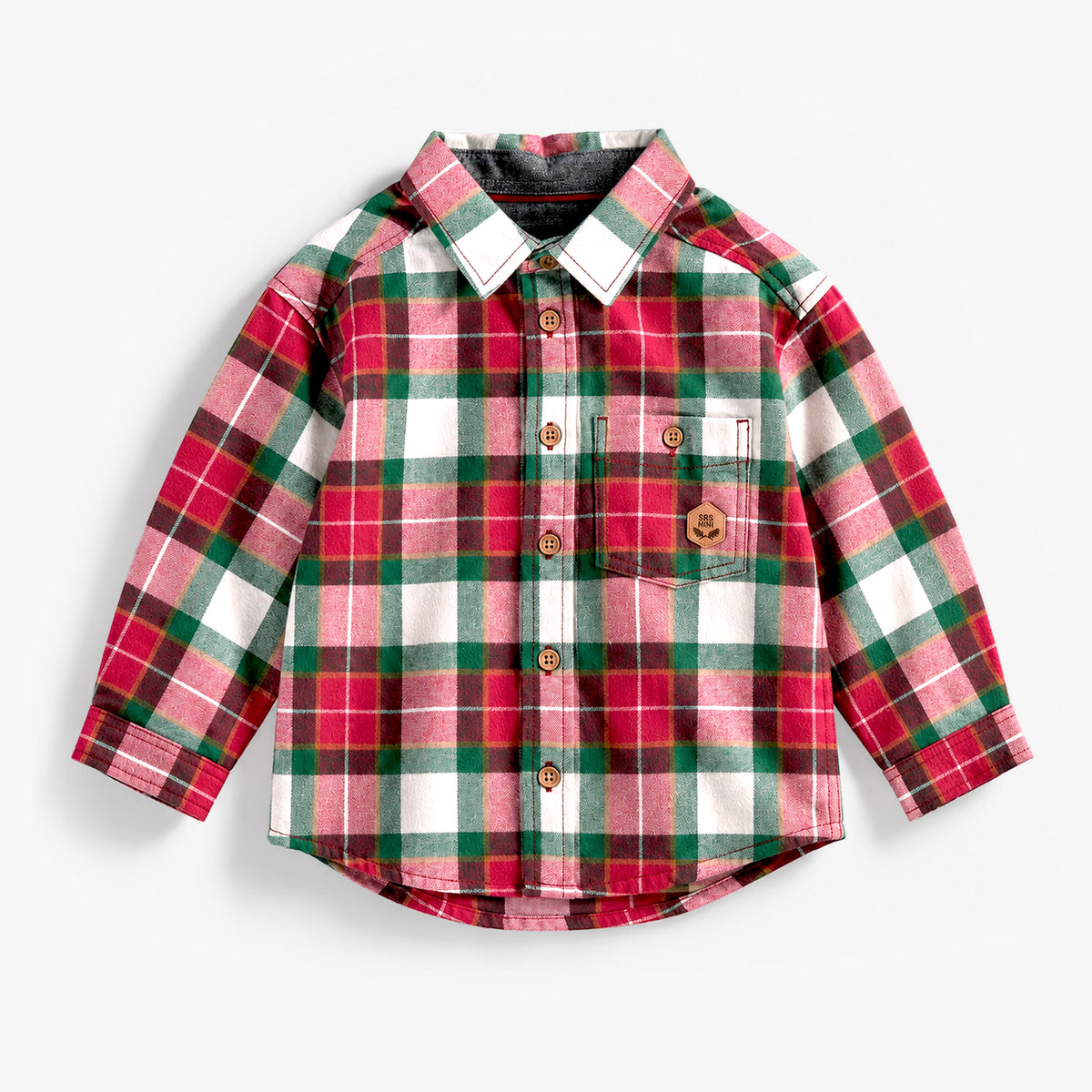 Chemise rouge et verte à carreaux en flanelle, bébé garçon - Souris Mini