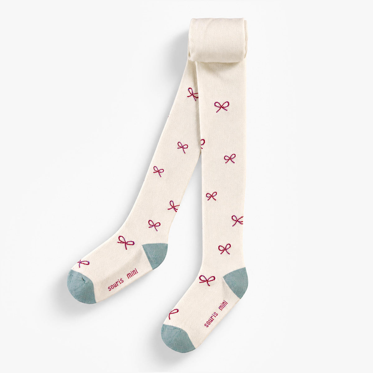 Collant crème à motif de petites boucles, enfant fille - Souris Mini