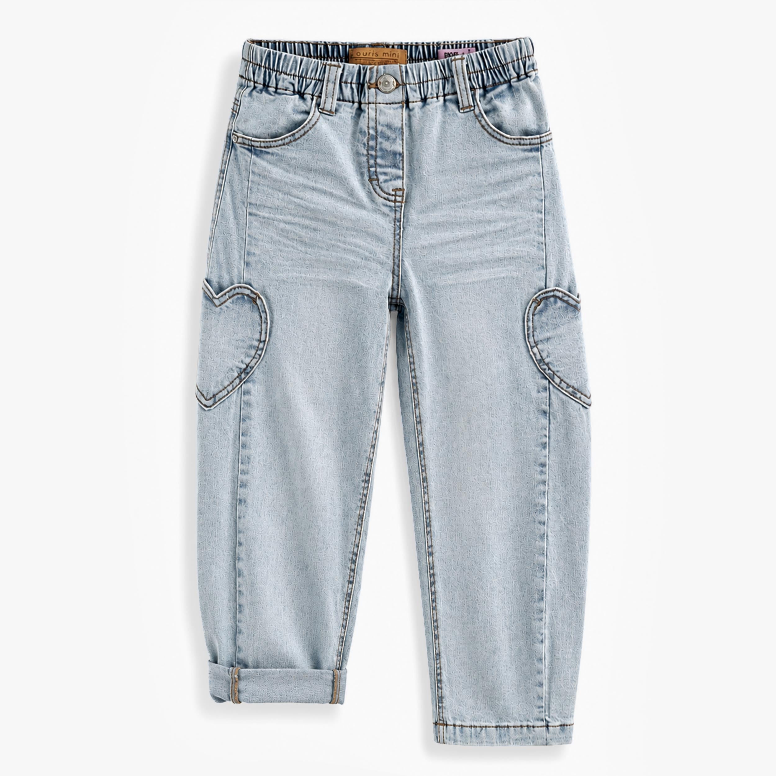 Denim bleu pâle à broderies cœur, enfant - Souris Mini