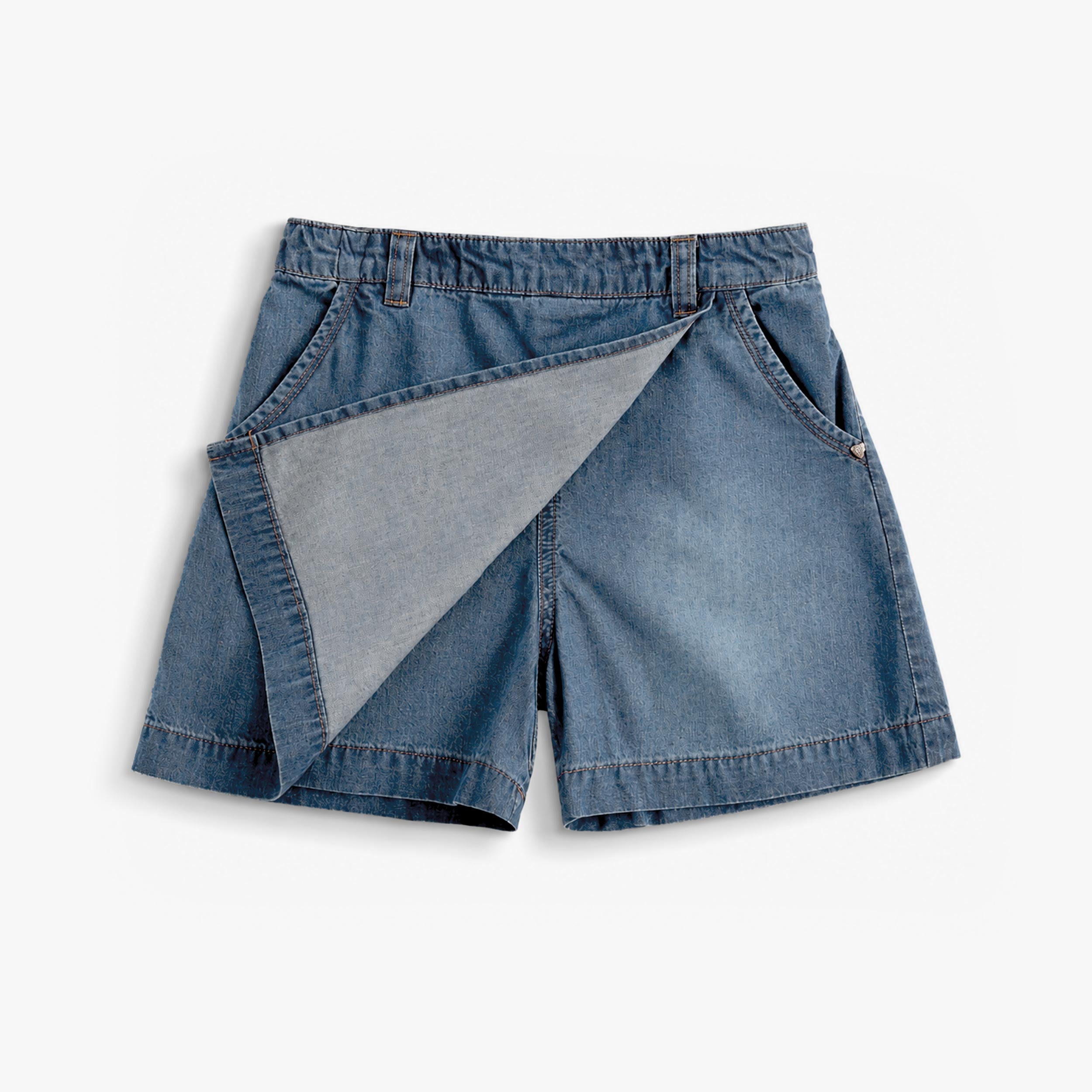 Détails de la jupe en denim bleu à taille élastique, enfant