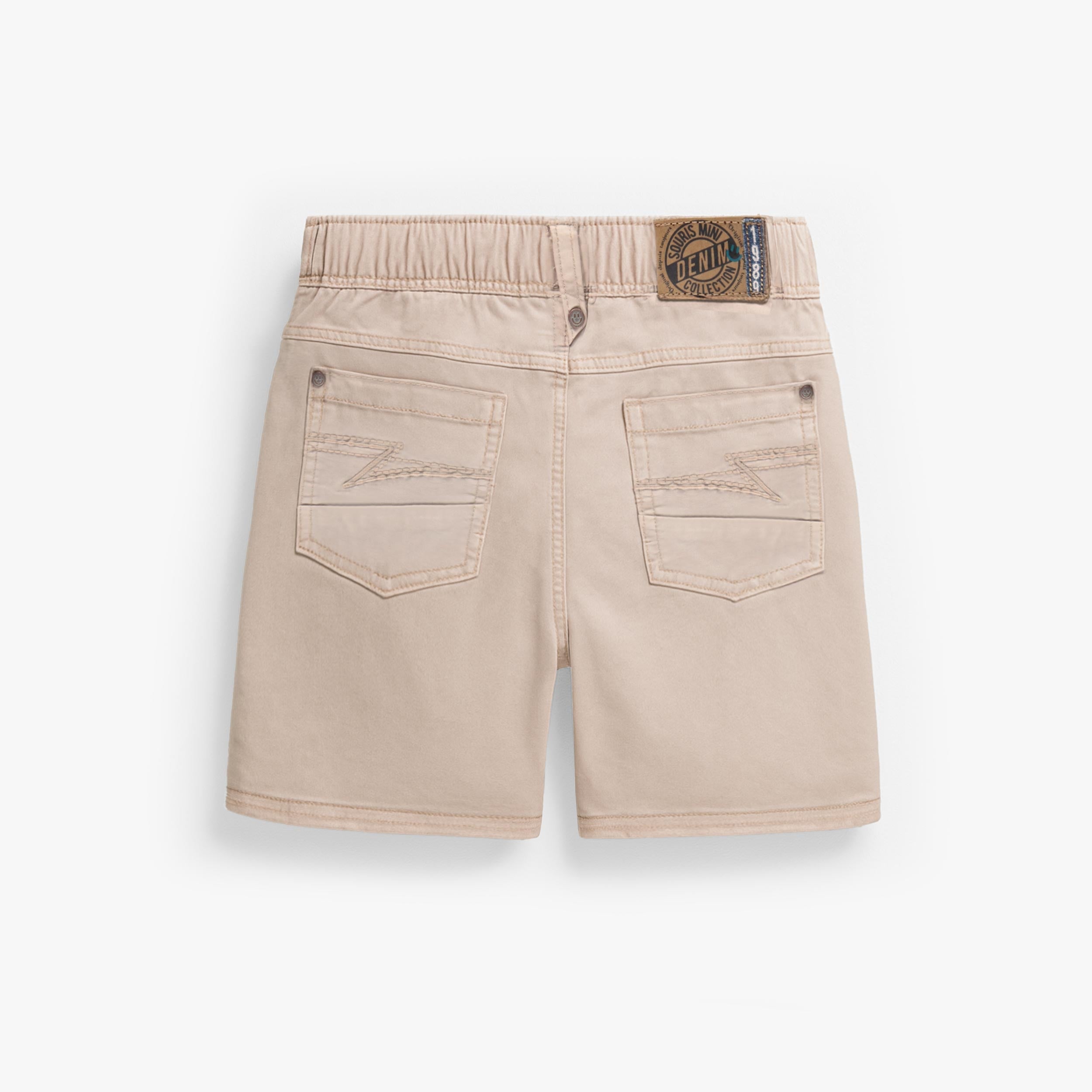 Dos bermuda beige en denim coupe décontractée, enfant