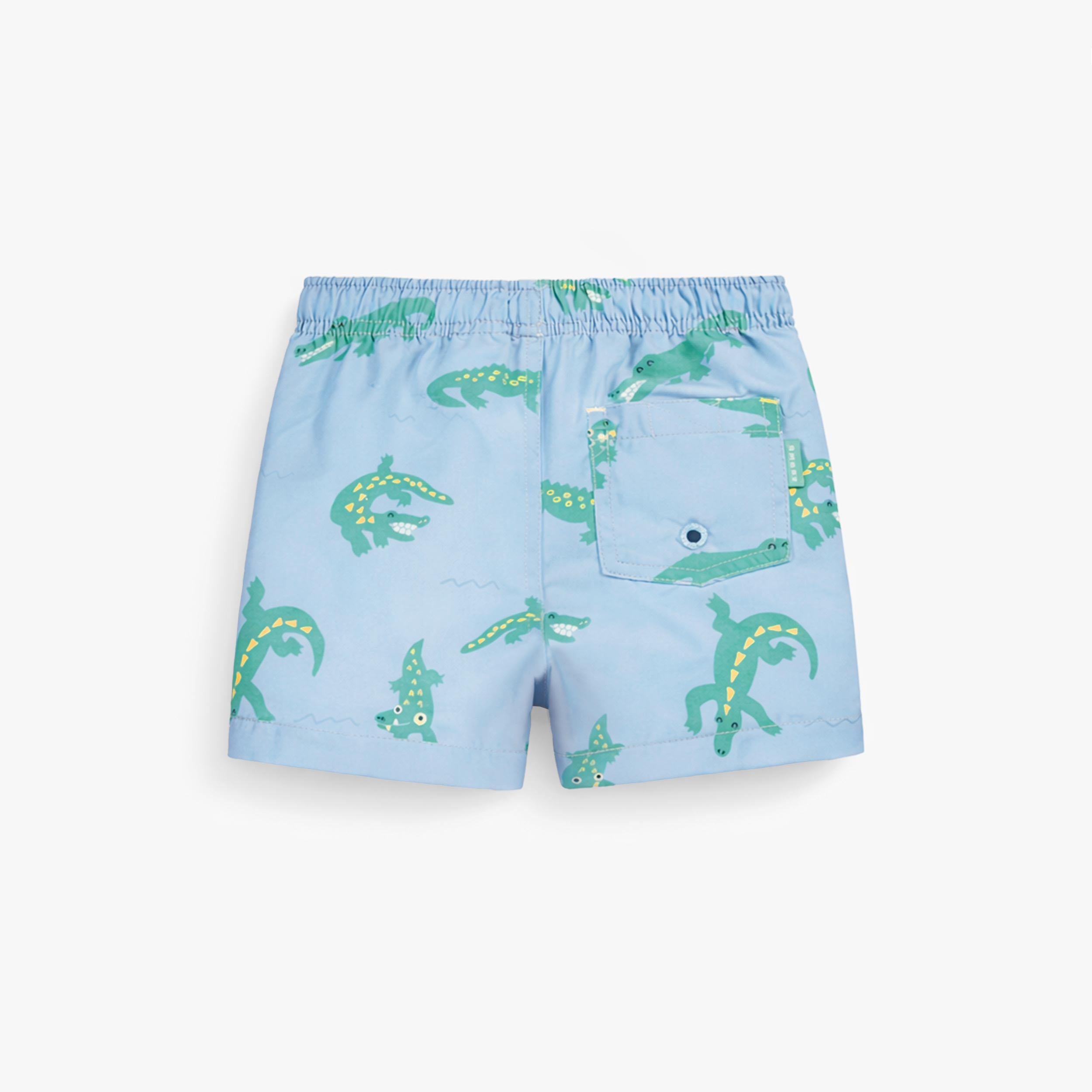 Dos du bermuda de bain bleu à motifs de crocodiles, bébé
