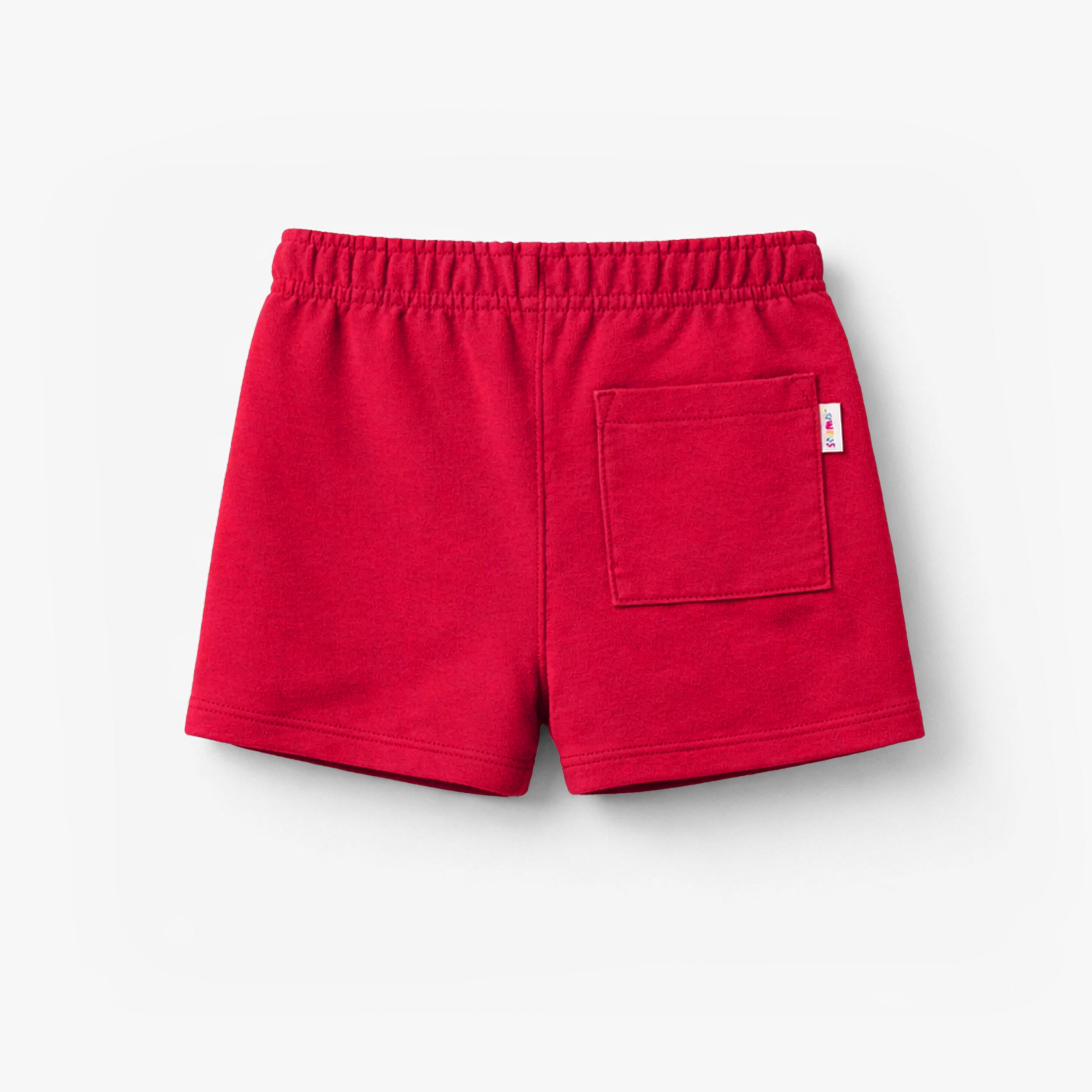 Dos du bermuda rouge en coton français, bébé
