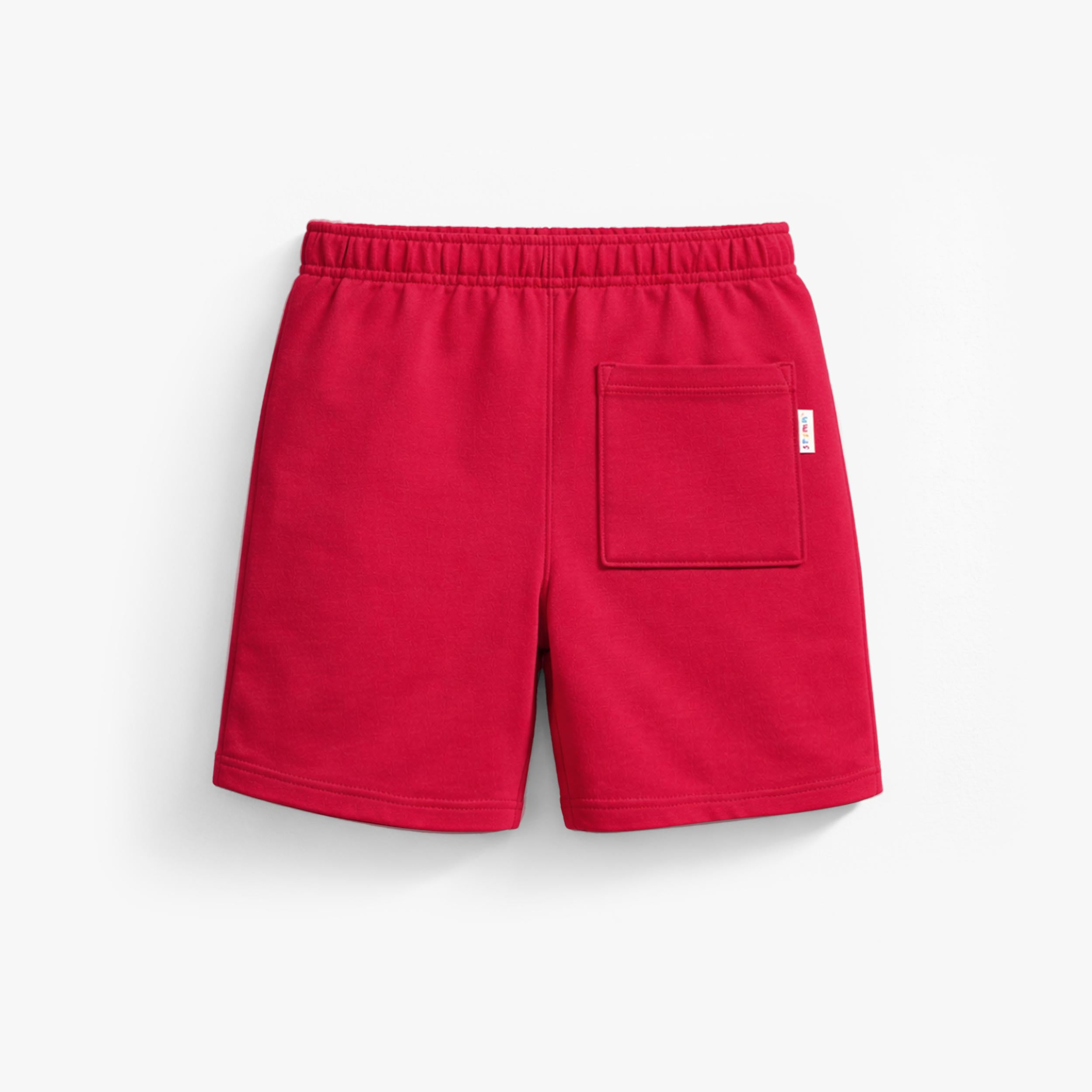 Dos du bermuda rouge en coton français, enfant