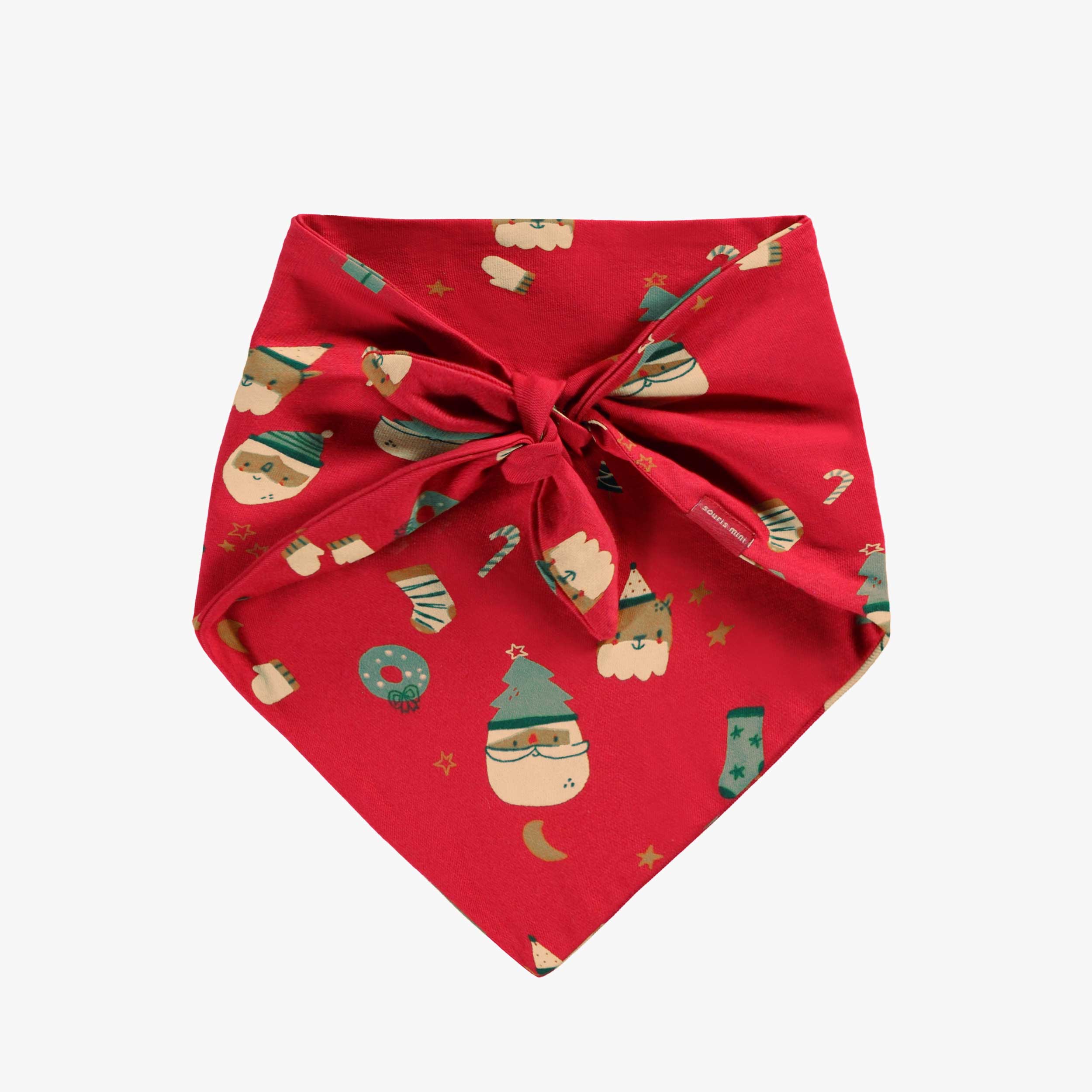 Dos du foulard rouge à motifs des Fêtes pour animaux