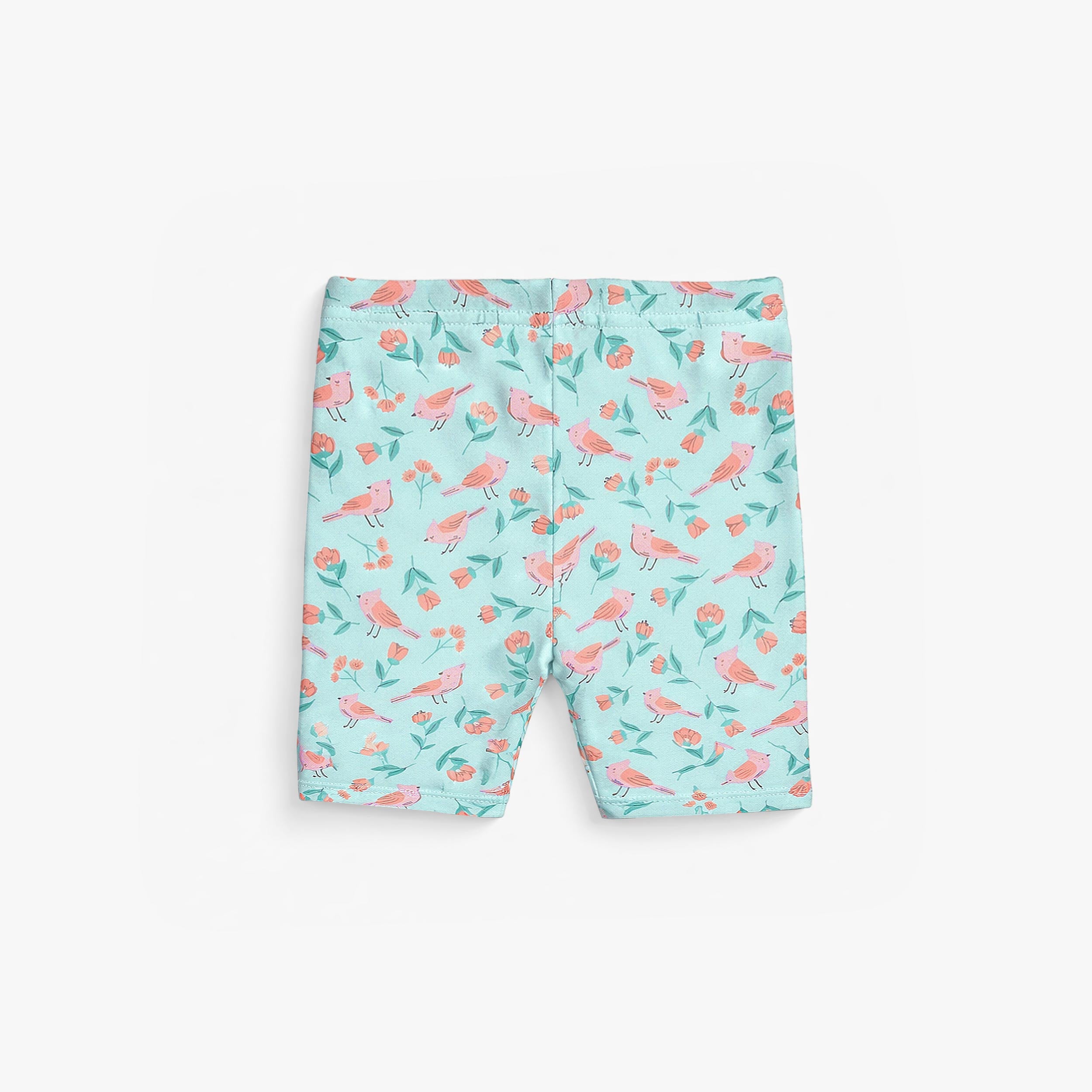 Dos du legging court turquoise en jersey extensible avec motifs, bébé