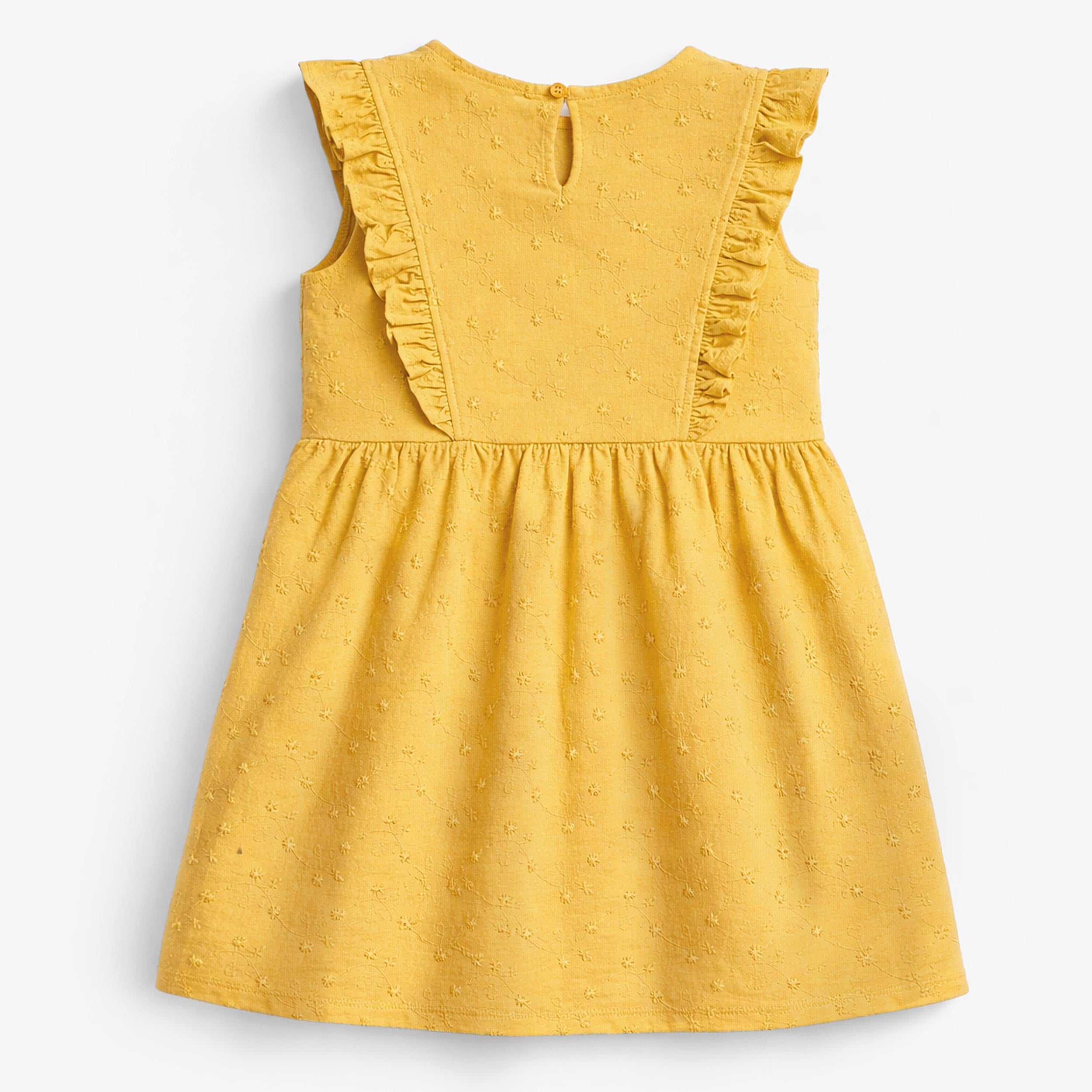 Dos de la robe jaune avec broderies, enfant