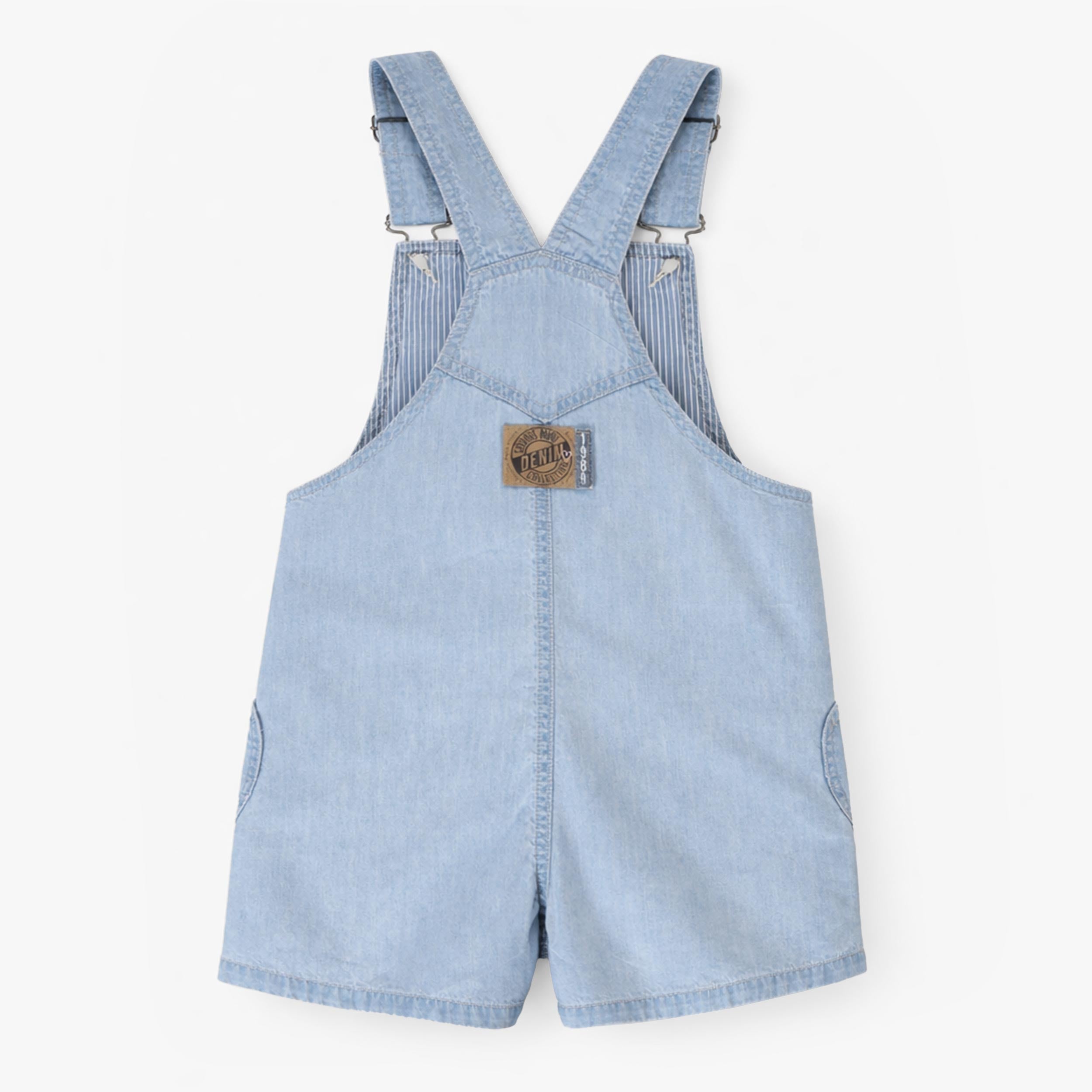 Dos de la salopette bleue en denim, enfant