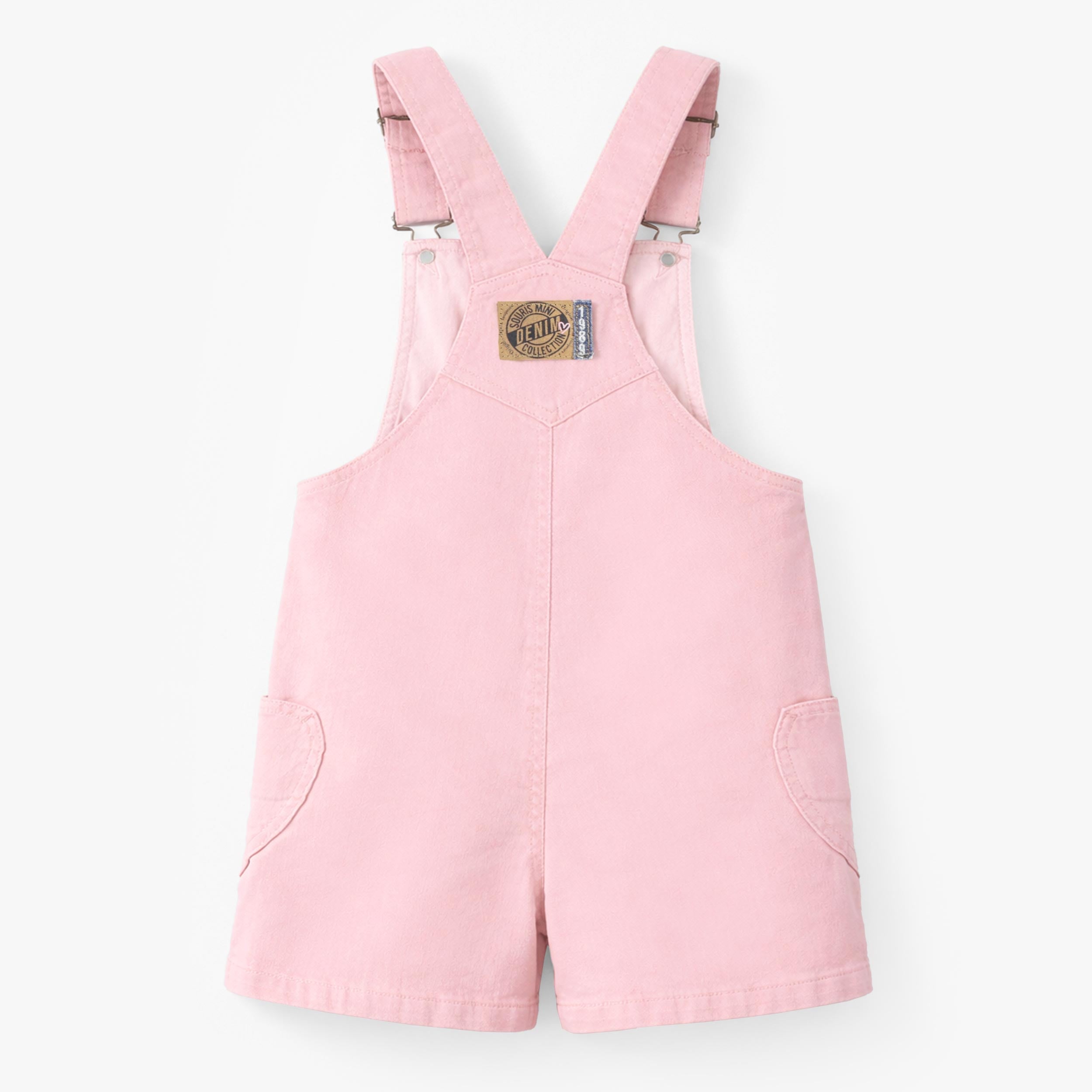 Dos de la salopette rose en denim, enfant