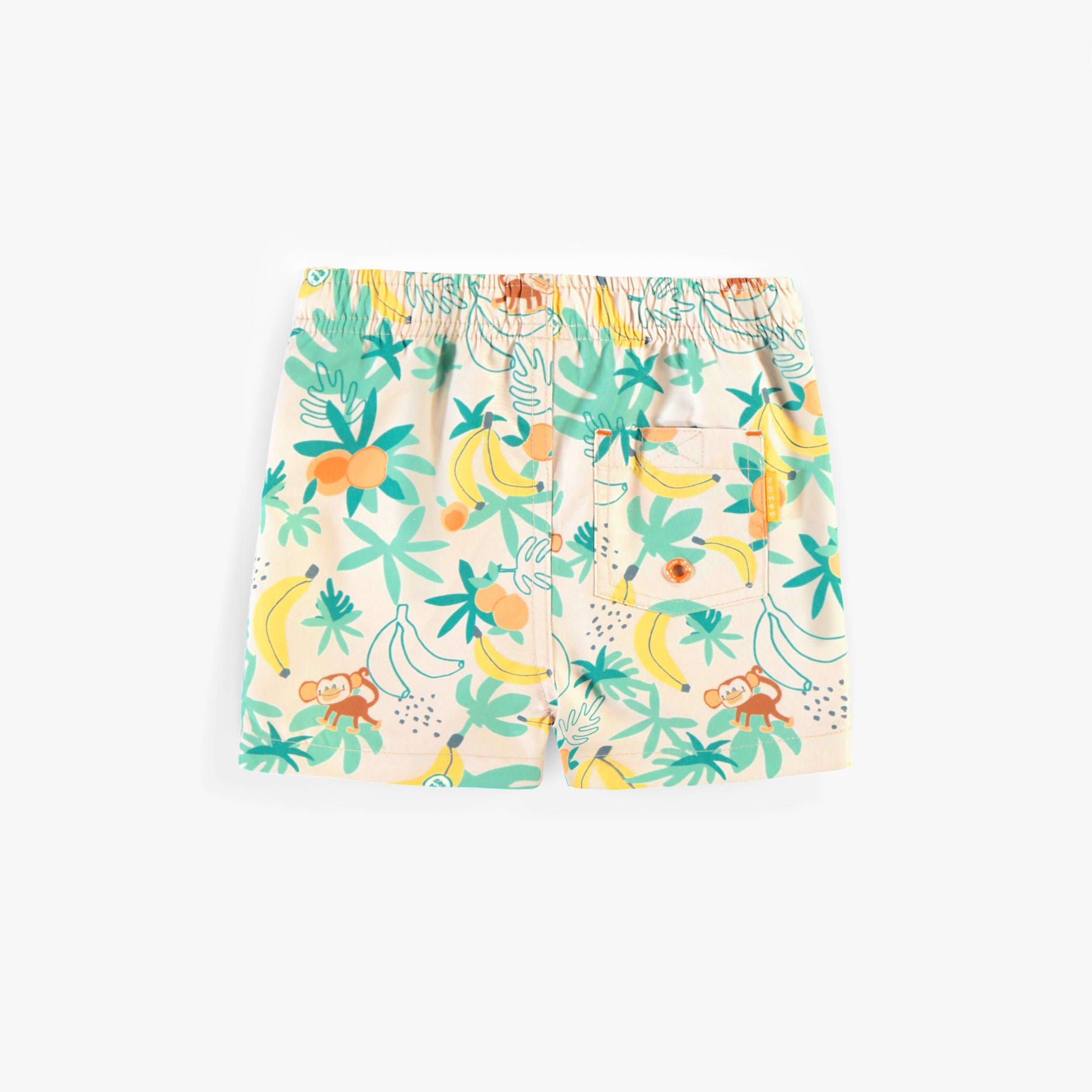 Dos du bermuda de bain beige à motifs tropicaux, bébé - Souris Mini