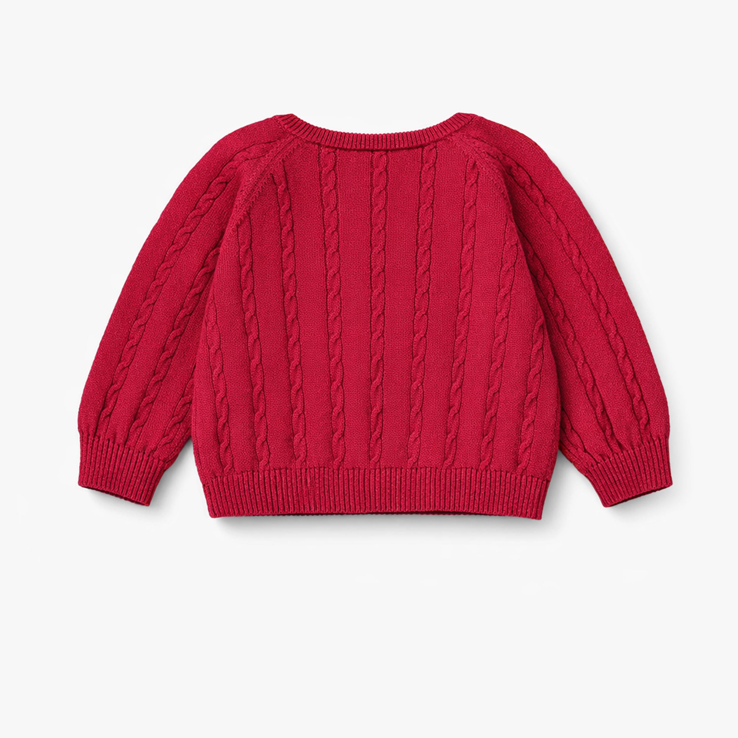 Dos du chandail rouge en tricot avec homard, bébé
