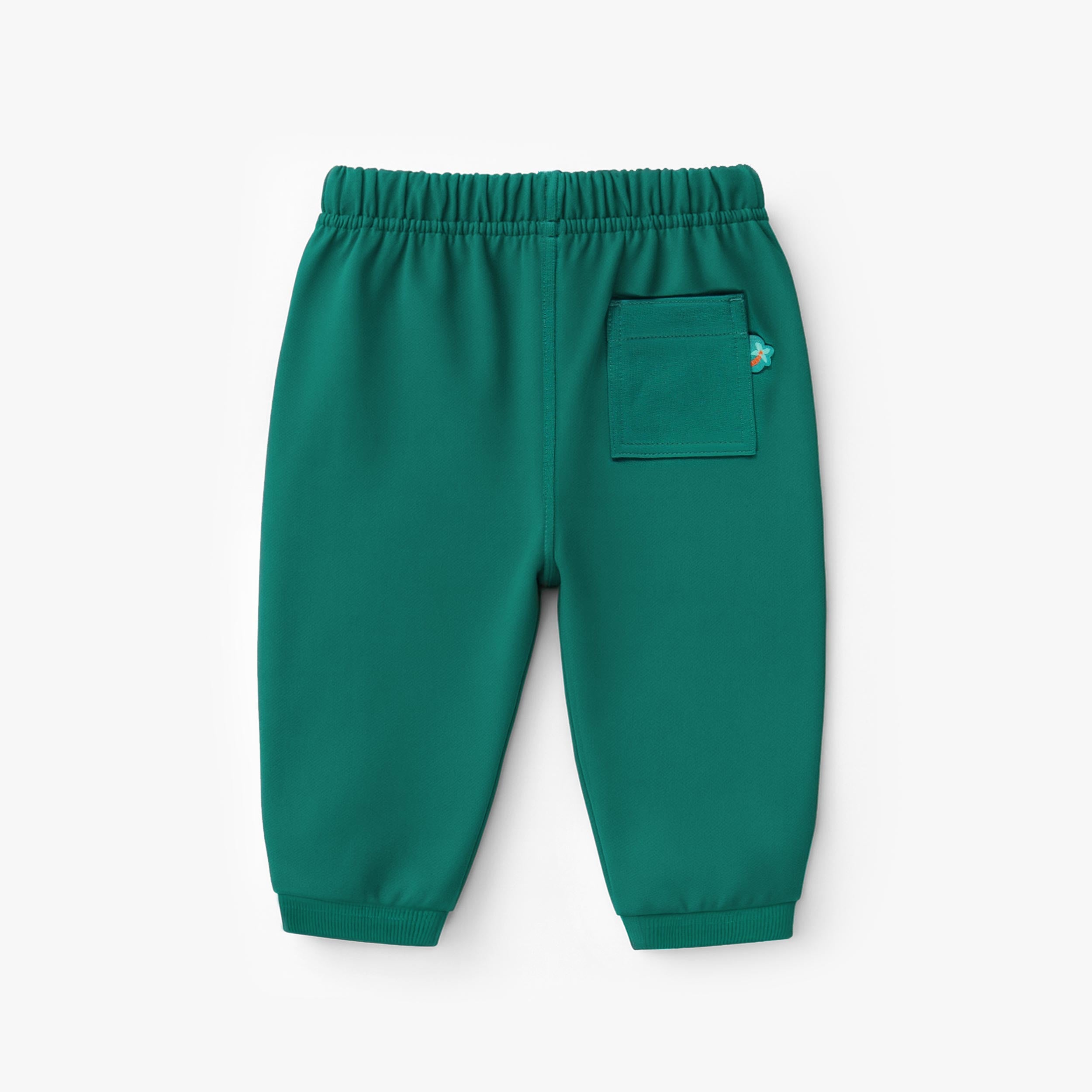 Dos du pantalon turquoise de style jogger, bébé