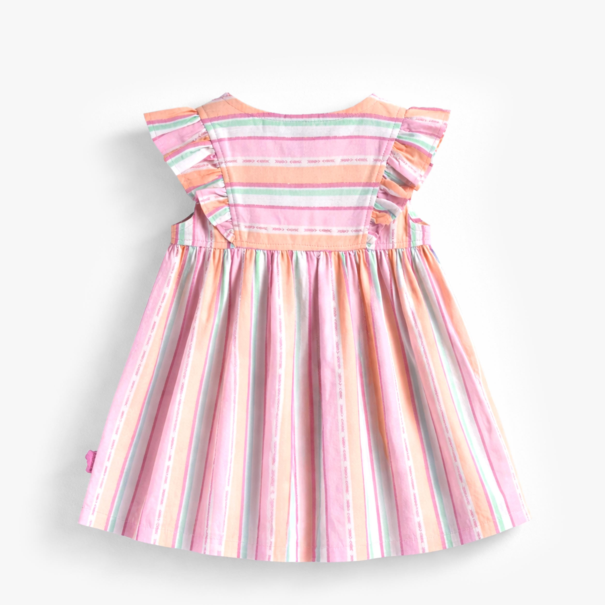 Dos de la robe à rayures colorées, bébé