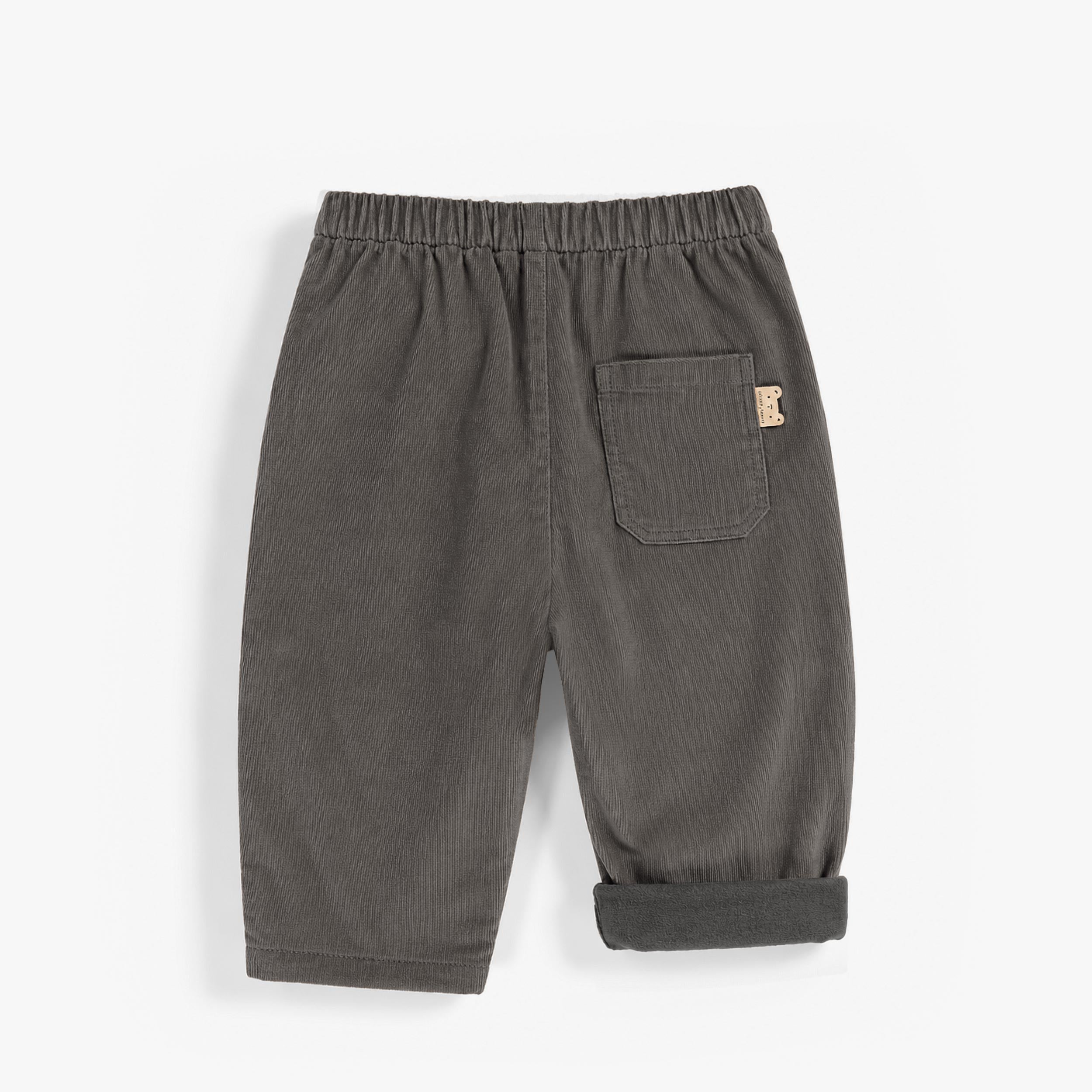 Dos du pantalon en velours côtelé gris foncé, bébé
