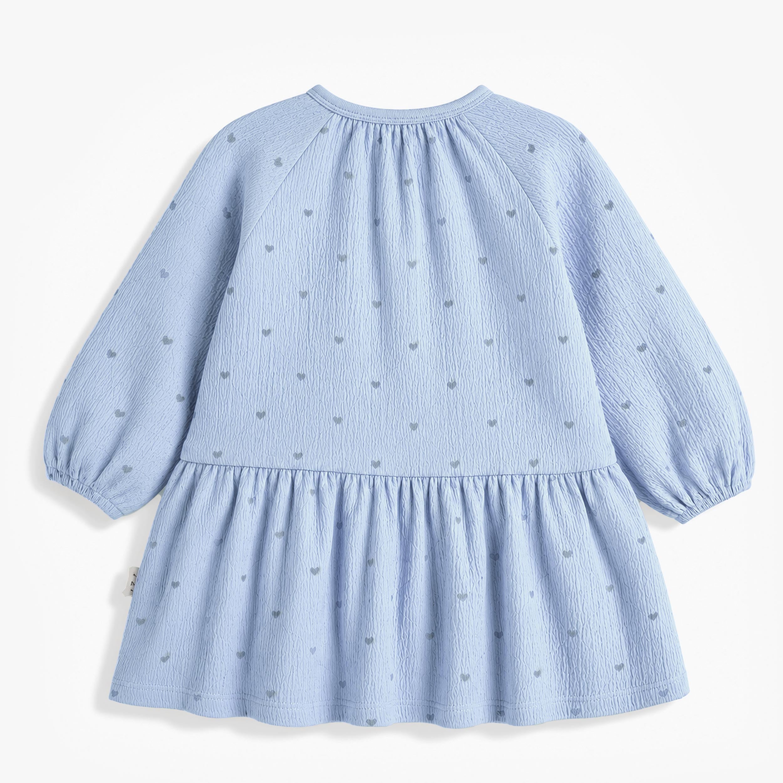 Dos de la robe bleue en jersey crêpé à imprimés, bébé