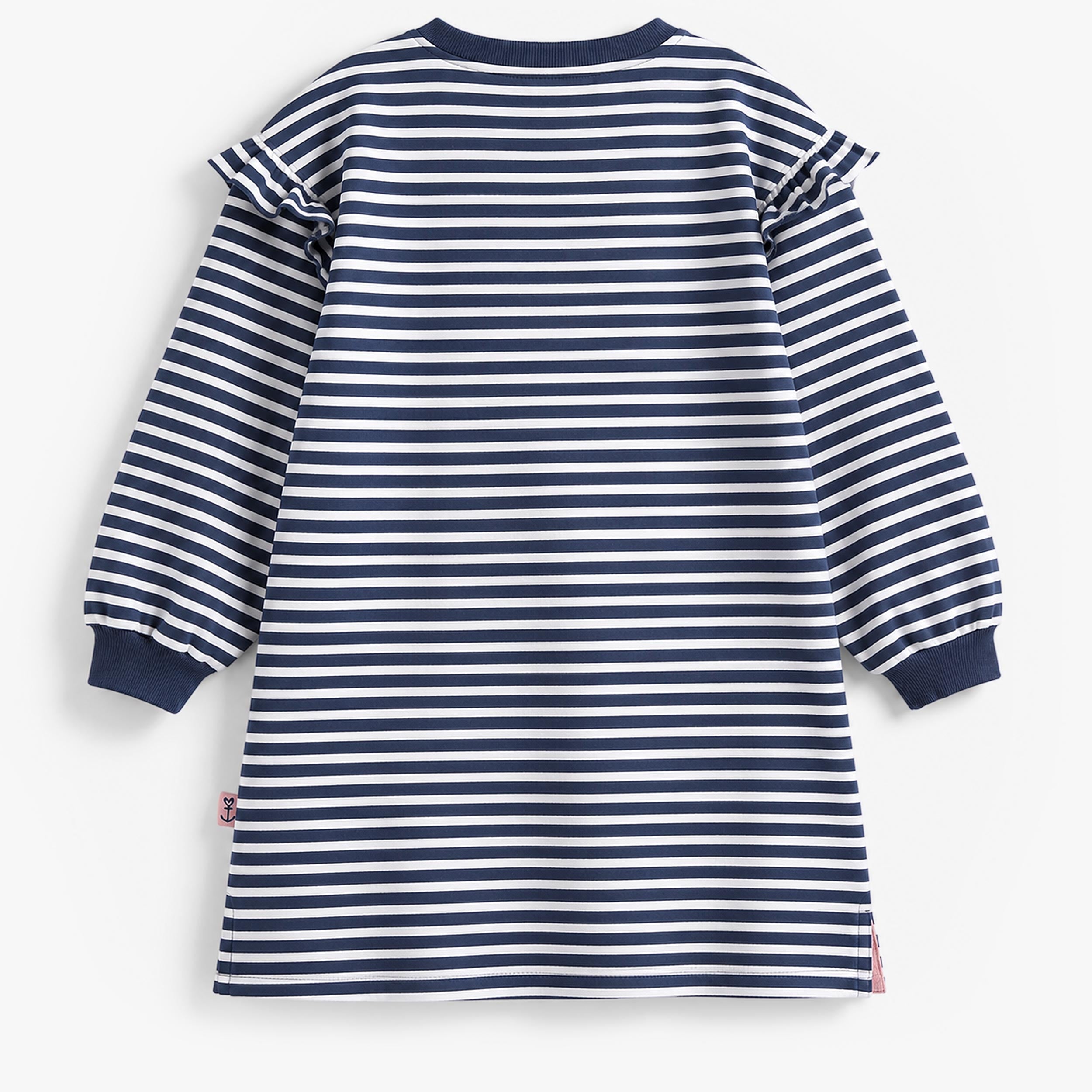 Dos de la Robe rayée bleu foncé et crème, enfant
