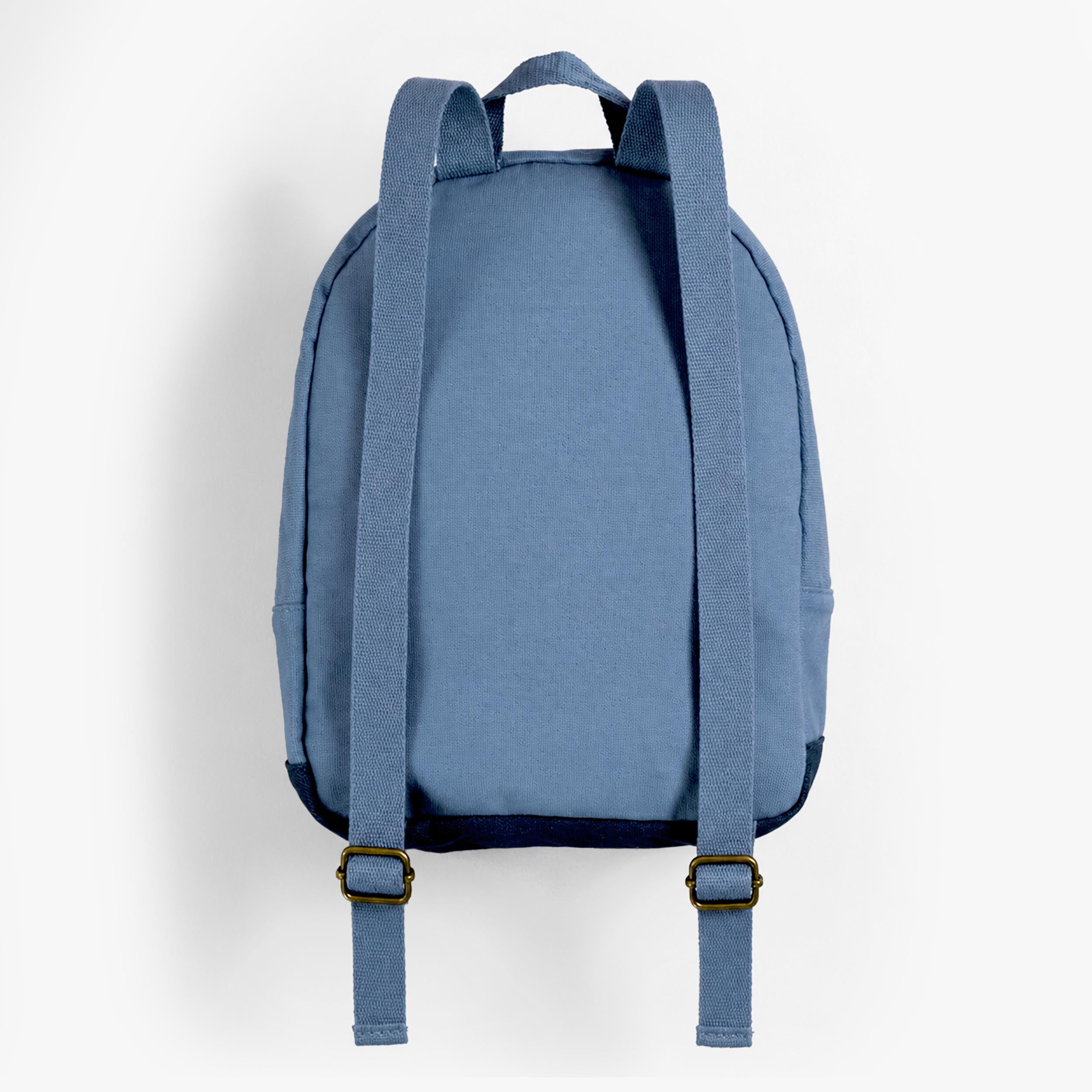 Dos du sac à dos bleu en toile à motif spatial, bébé
