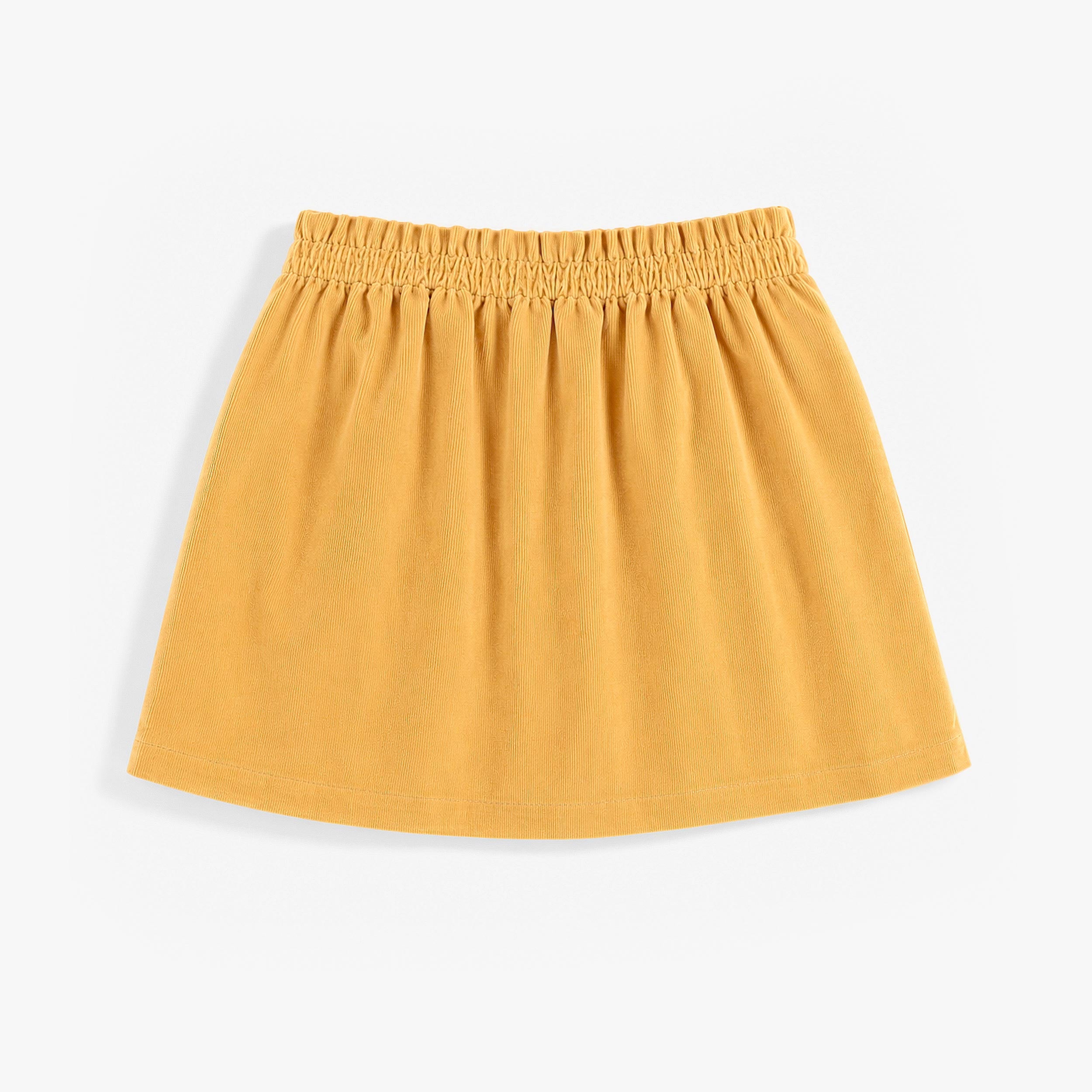 Dos de la jupe jaune en velours côtelé, enfant