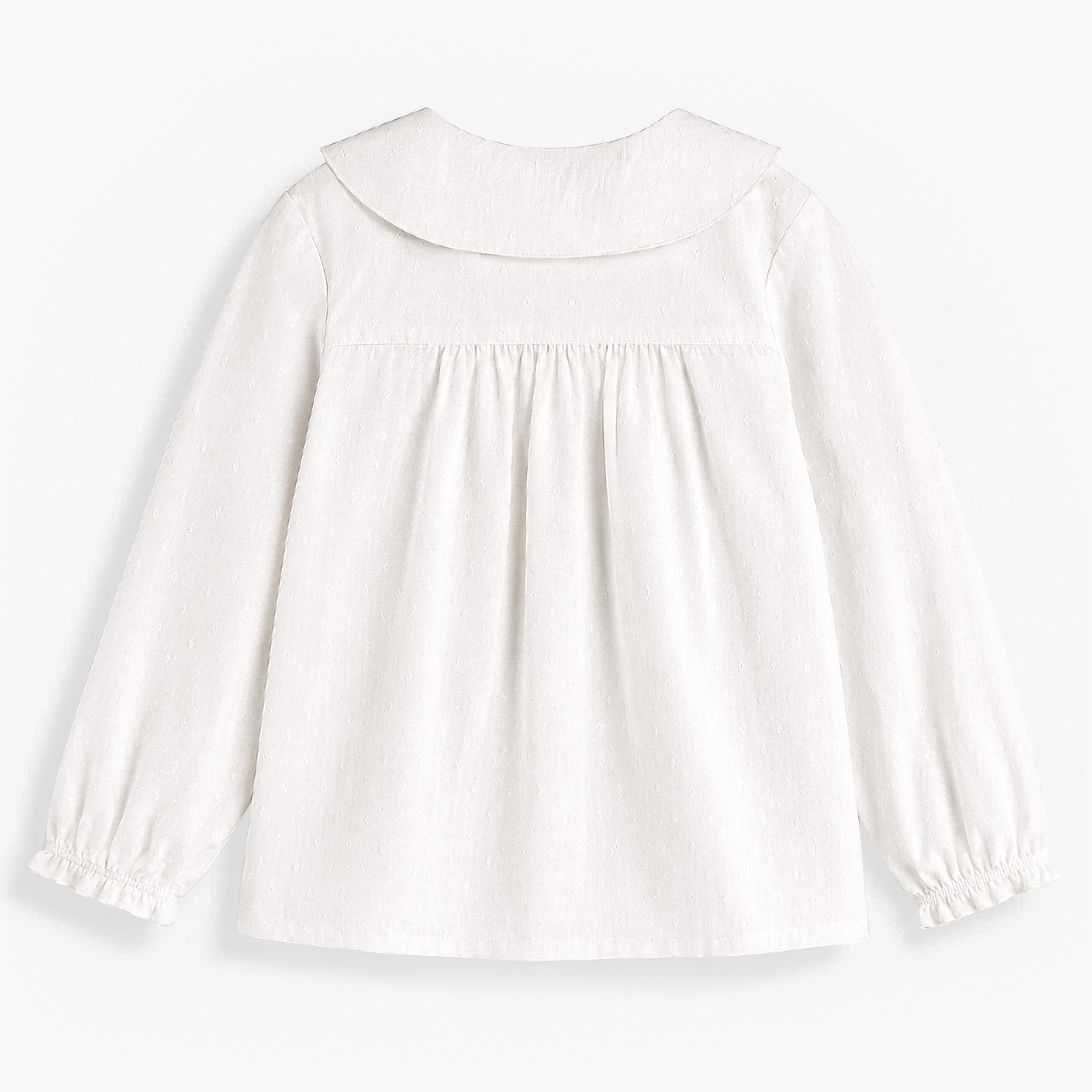Dos de la chemise en popeline plumeti blanche, enfant - Souris Mini