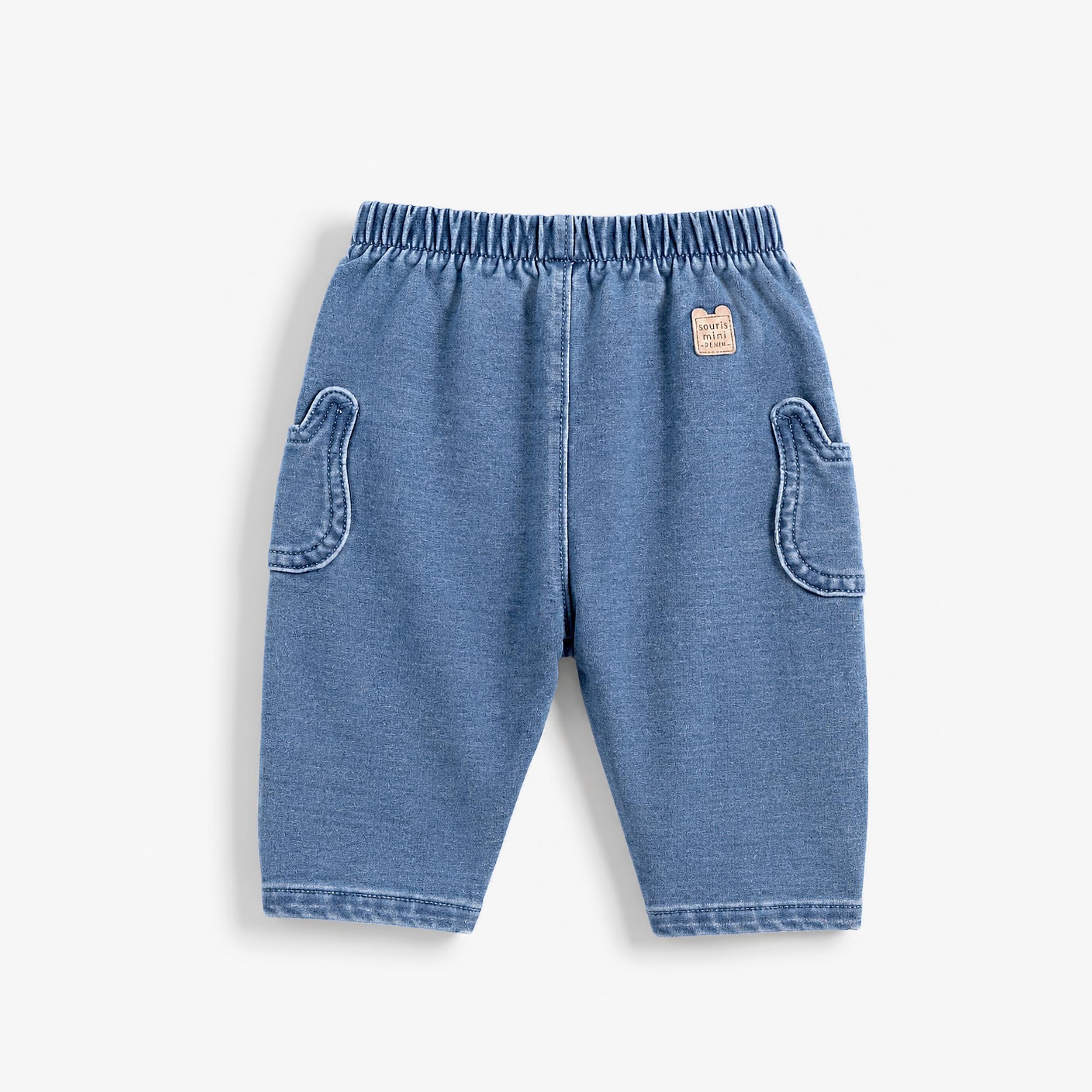 Dos pantalon en coton français style denim, layette - Souris Mini