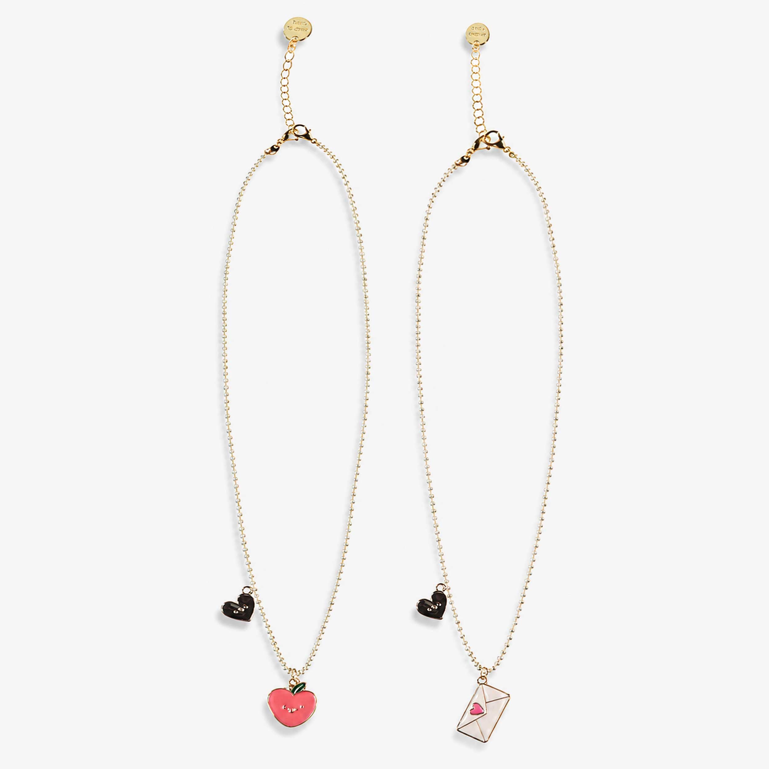 Duo de colliers dorés à pendentifs pomme et enveloppe - Souris Mini