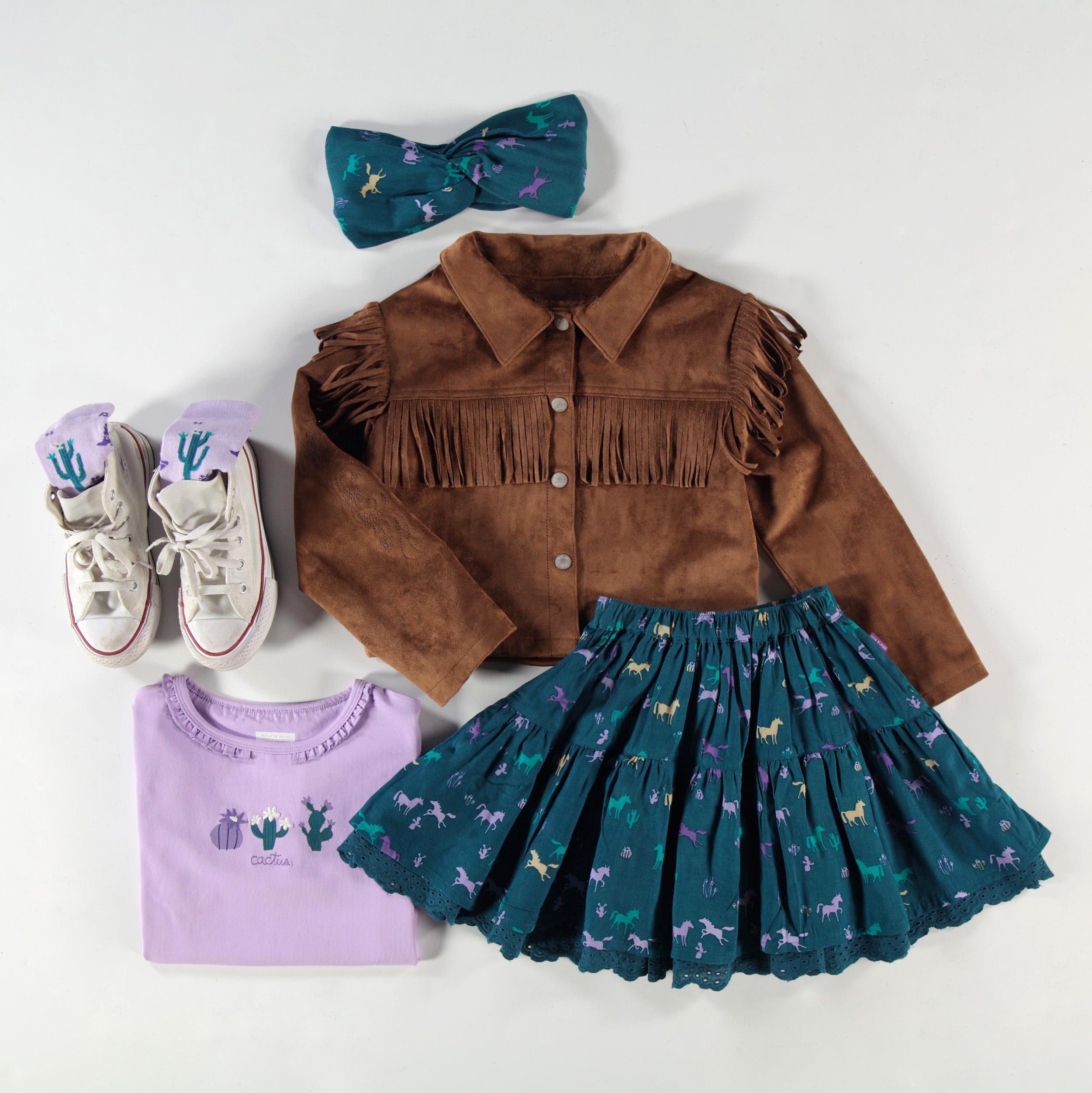 Jupe turquoise à motifs, enfant