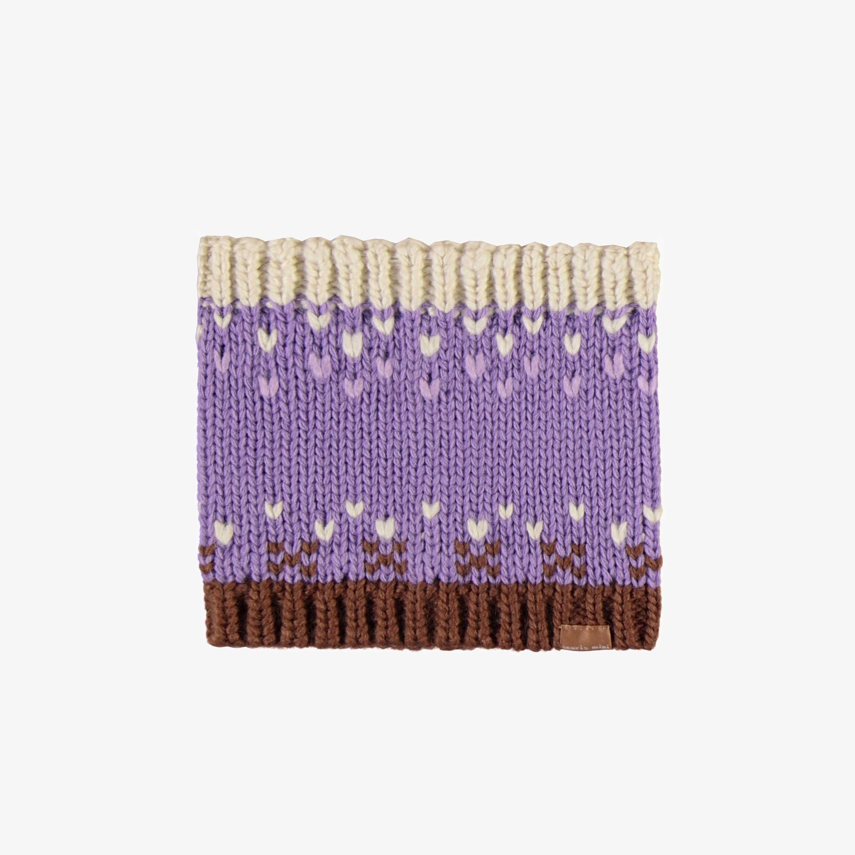 Cache-cou de maille mauve et crème à motif jacquard, bébé