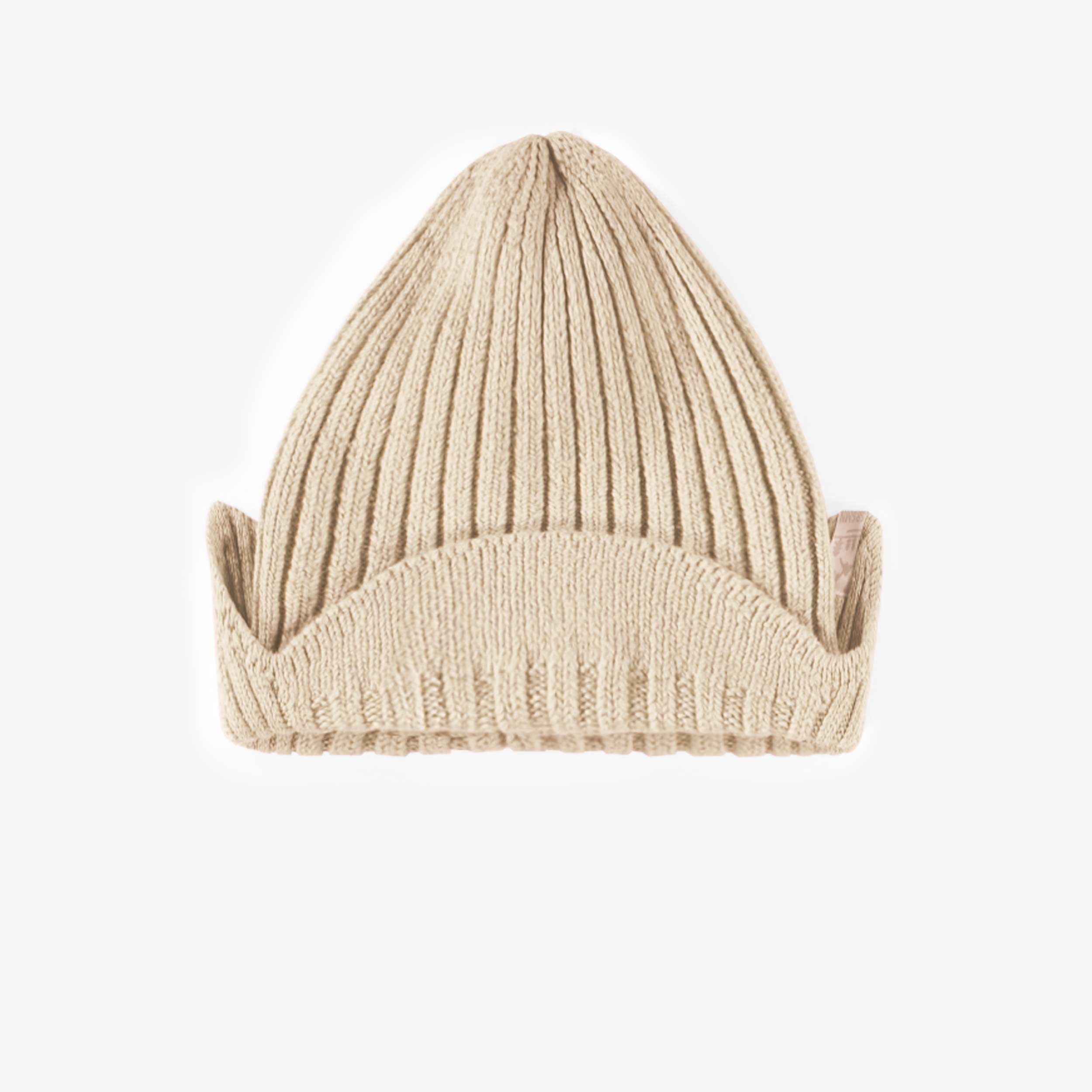 Tuque de maille crème à rabats effet cachemire, bébé
