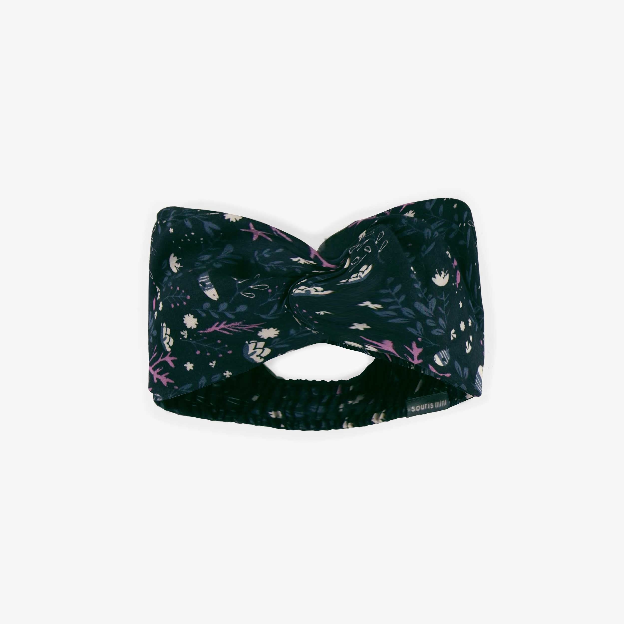 Bandeau marine noué avec motif des fonds marins en viscose, bébé