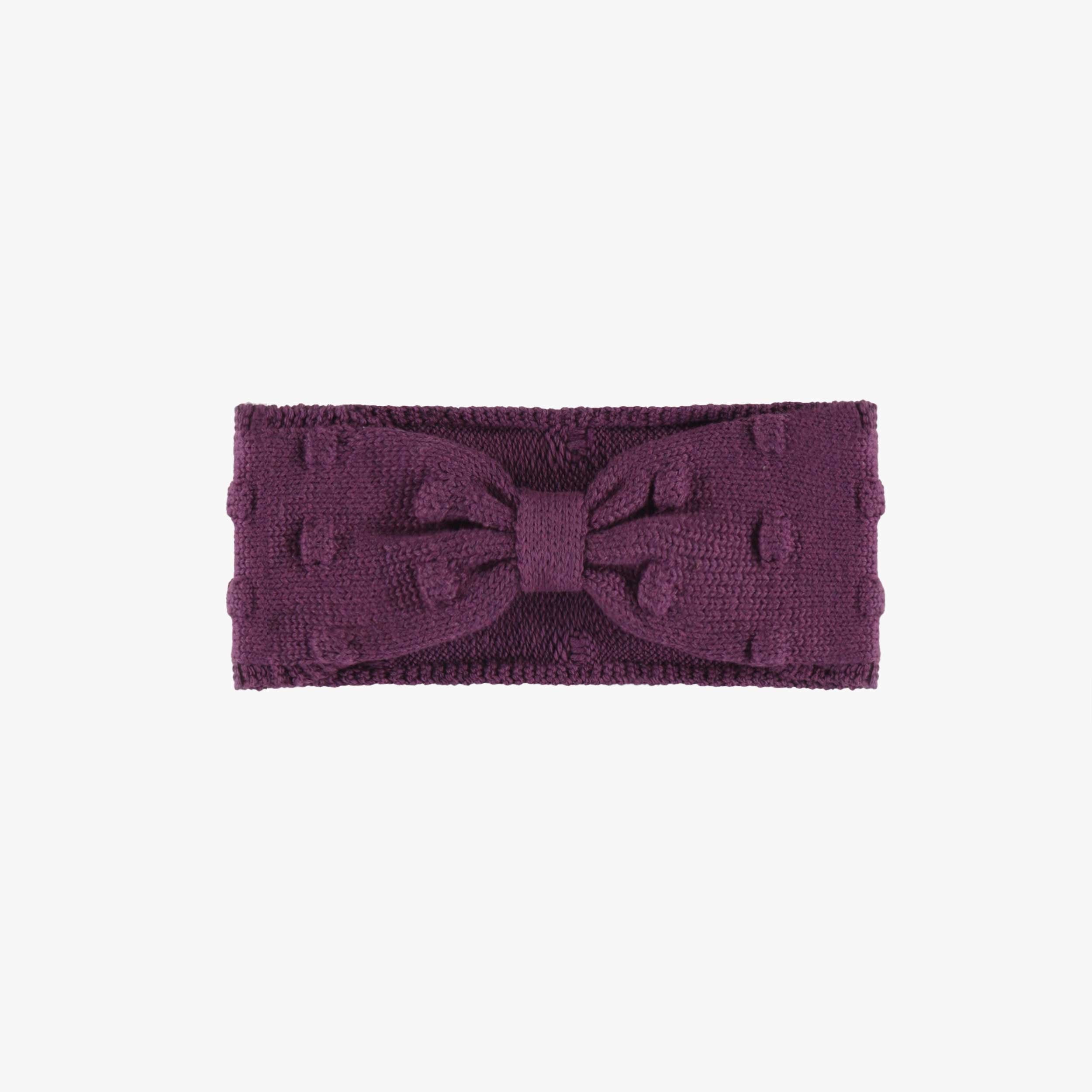 Bandeau de maille mauve torsadé, bébé