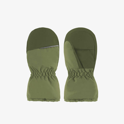 Mitaines vertes doublées en Thinsulate™ imperméable, bébé || Green mittens lined in waterproof Thinsulate™, baby