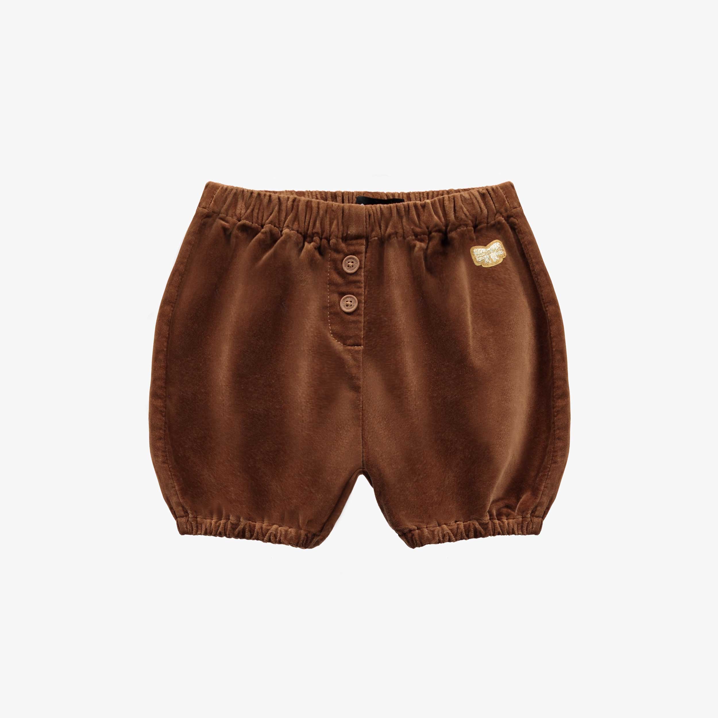Short bouffant marron en velours, bébé