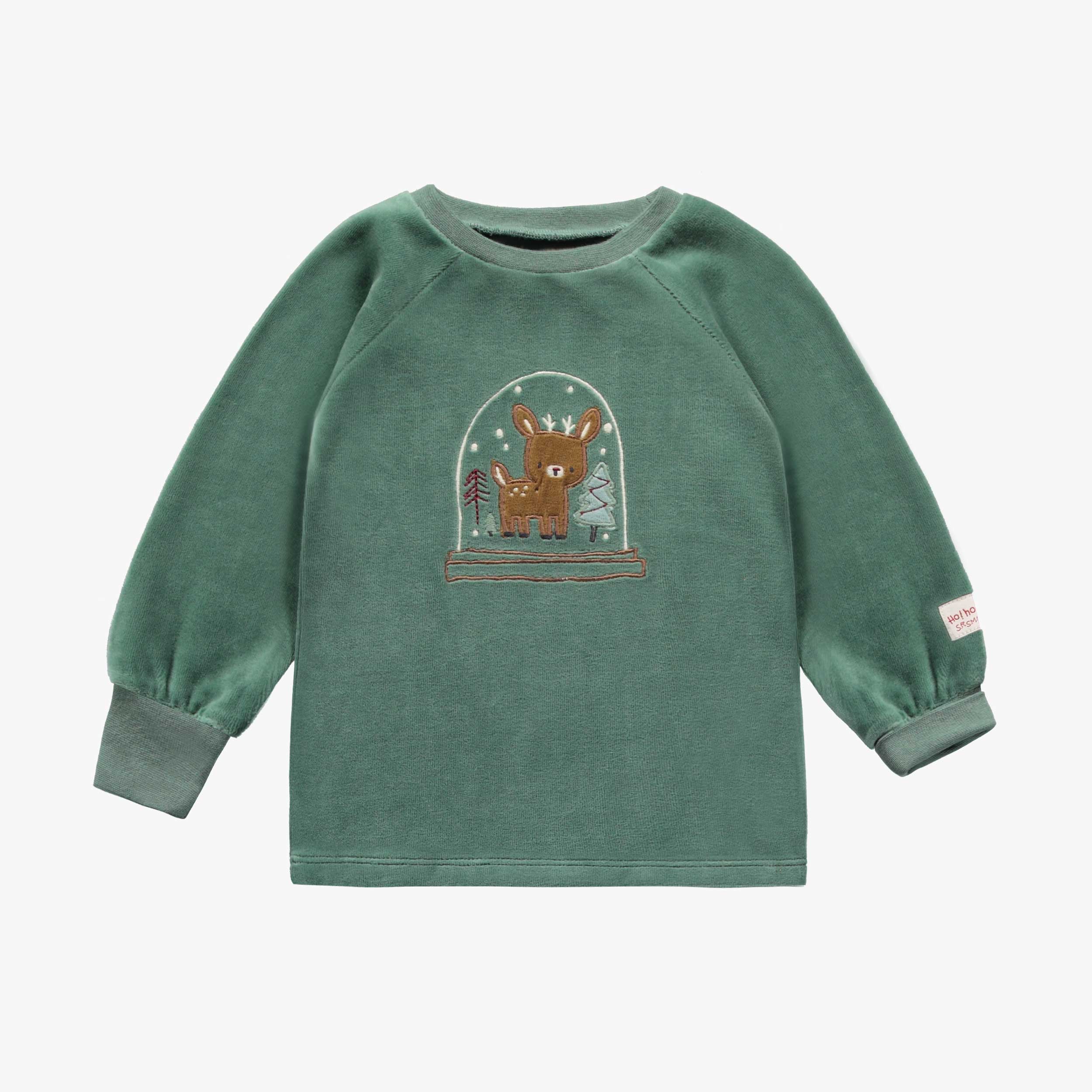 Pyjama des fêtes deux pièces vert forêt en velours, bébé