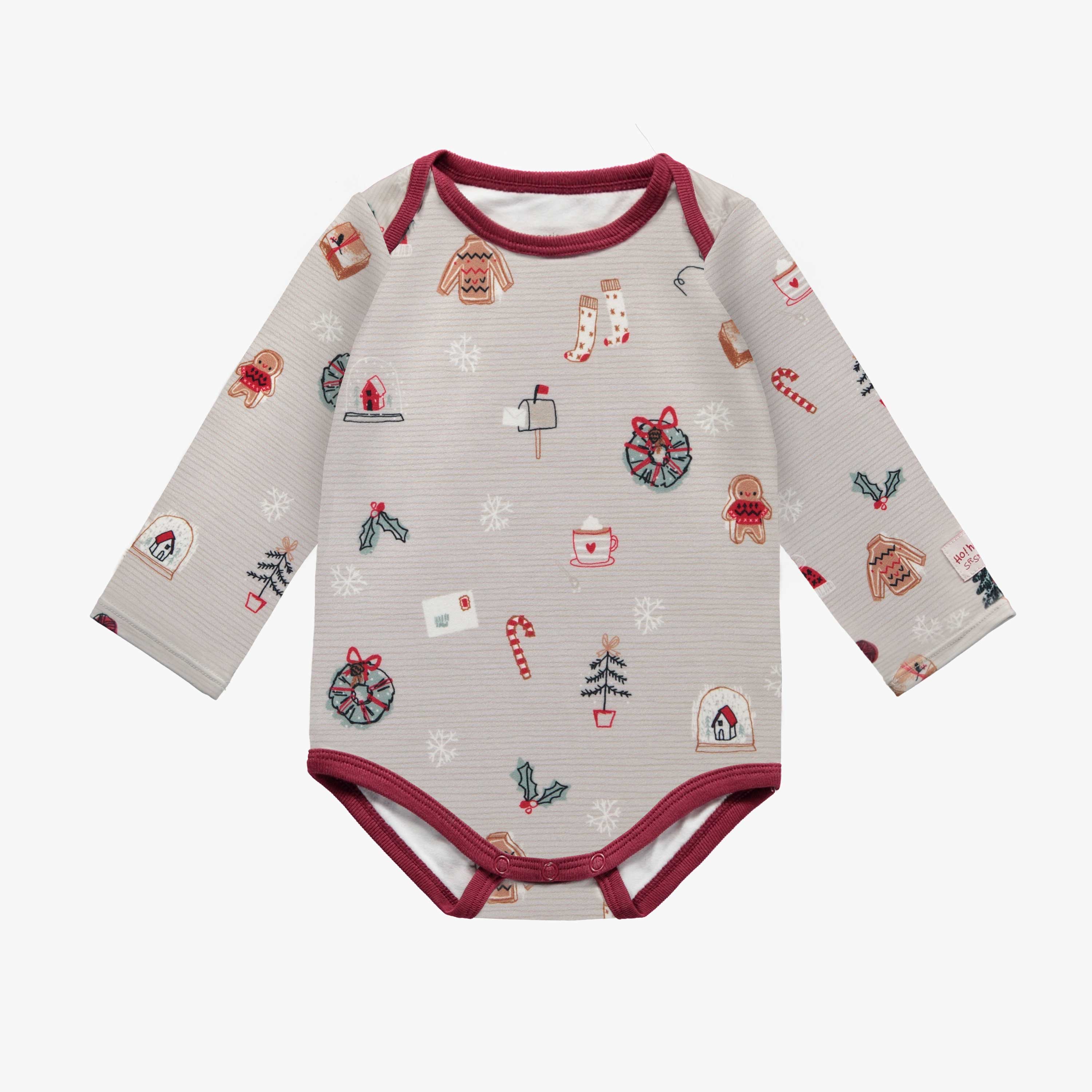 Cache-couche des fêtes gris à motif en polyester brossé, bébé