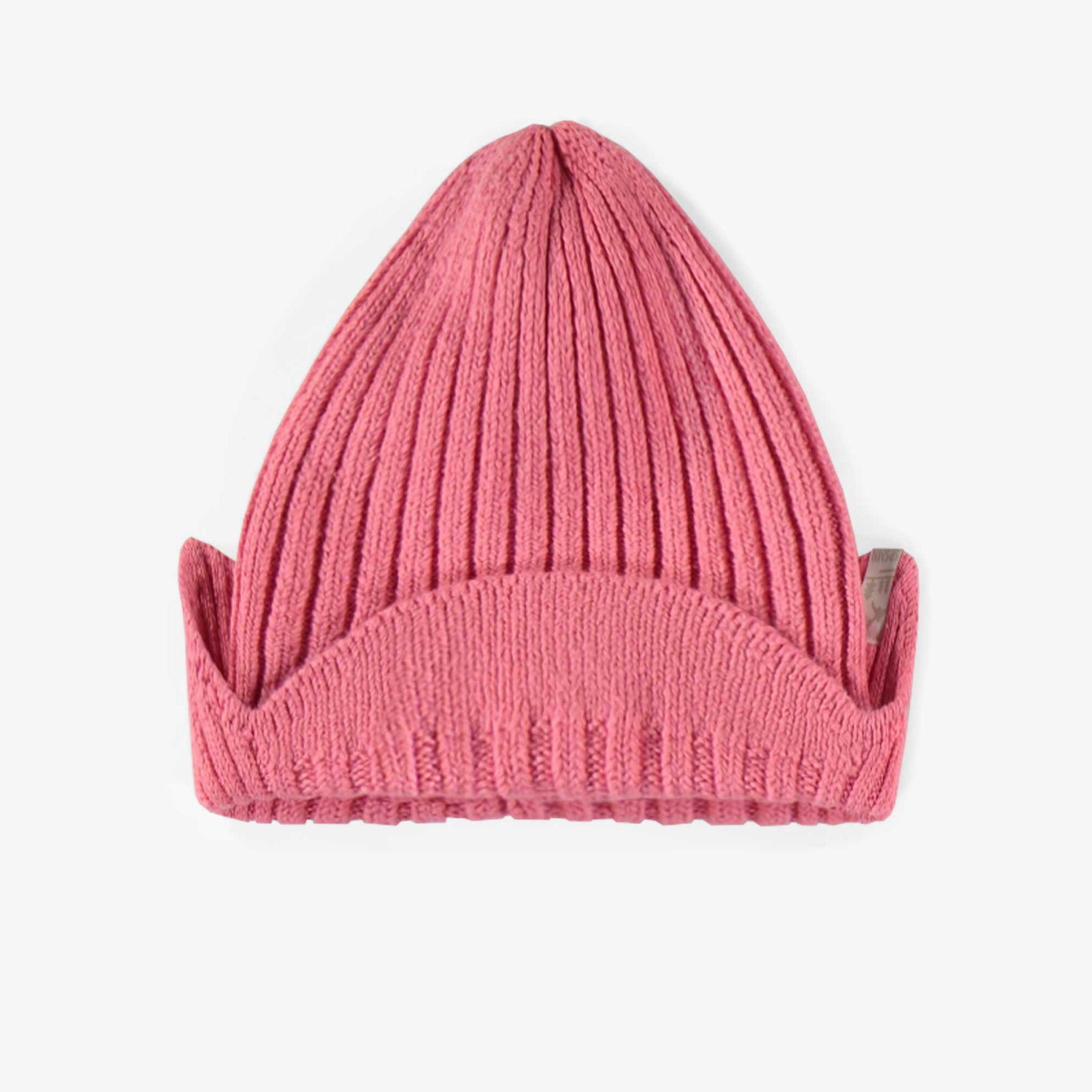 Tuque de maille rose à rabats et effet cachemire, enfant