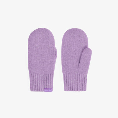 Mitaines mauves en maille, enfant || Purple knitted mittens, child