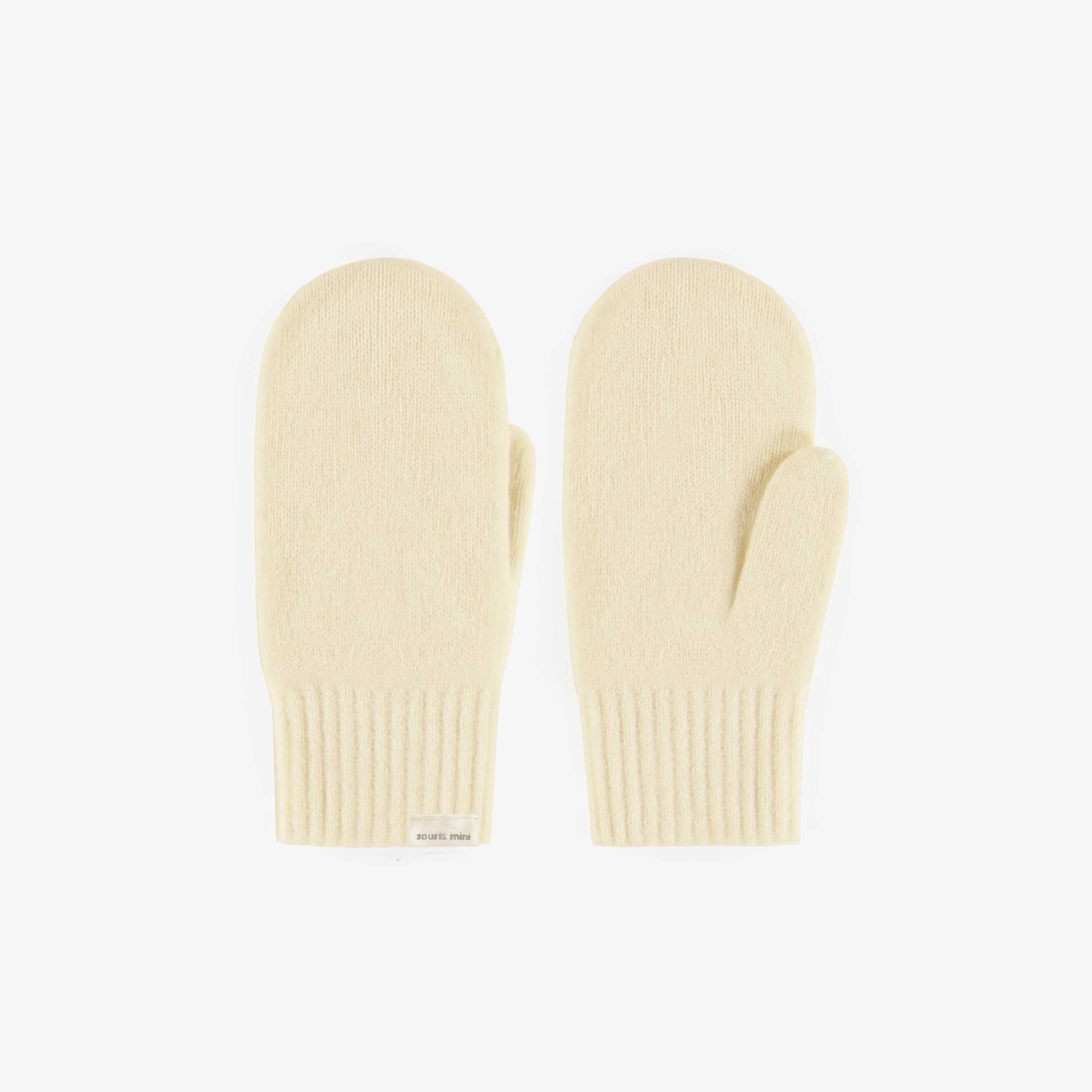 Mitaines crème en maille, enfant