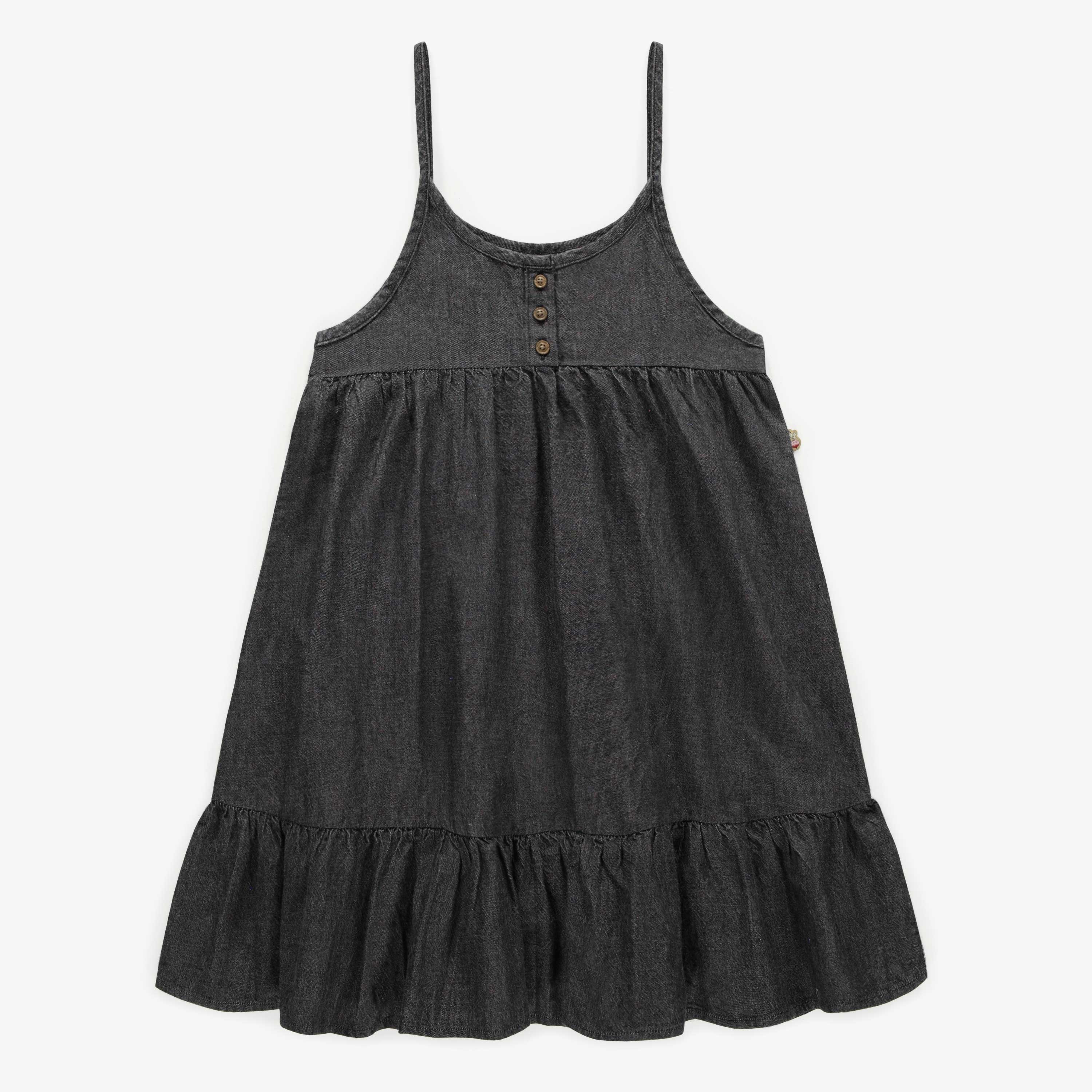 Long jumper dress charcoal in cotton, child