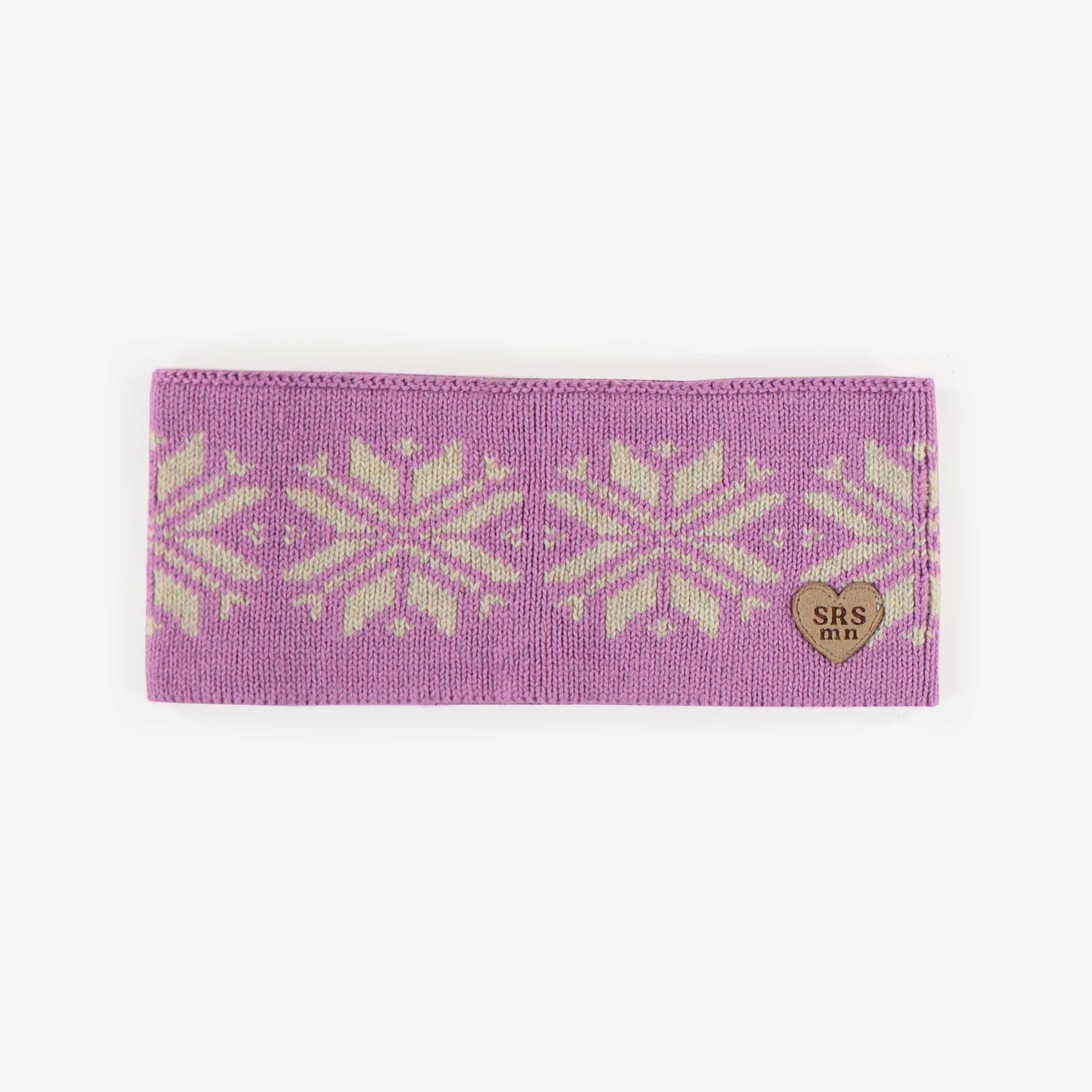 Purple patterned knitted headband in cotton, child
