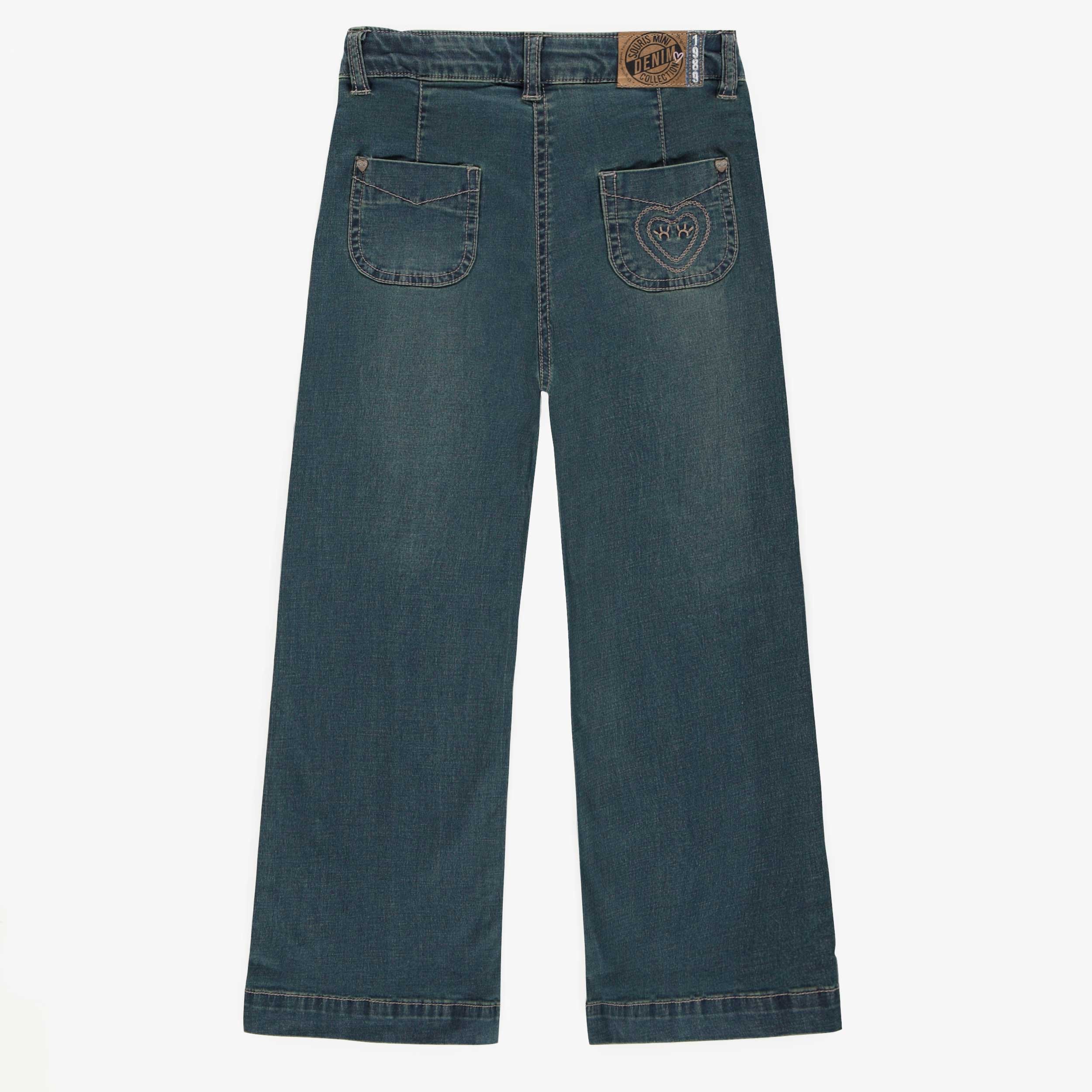 Wide legs pants relaxed fit in lightweight dark denim, child