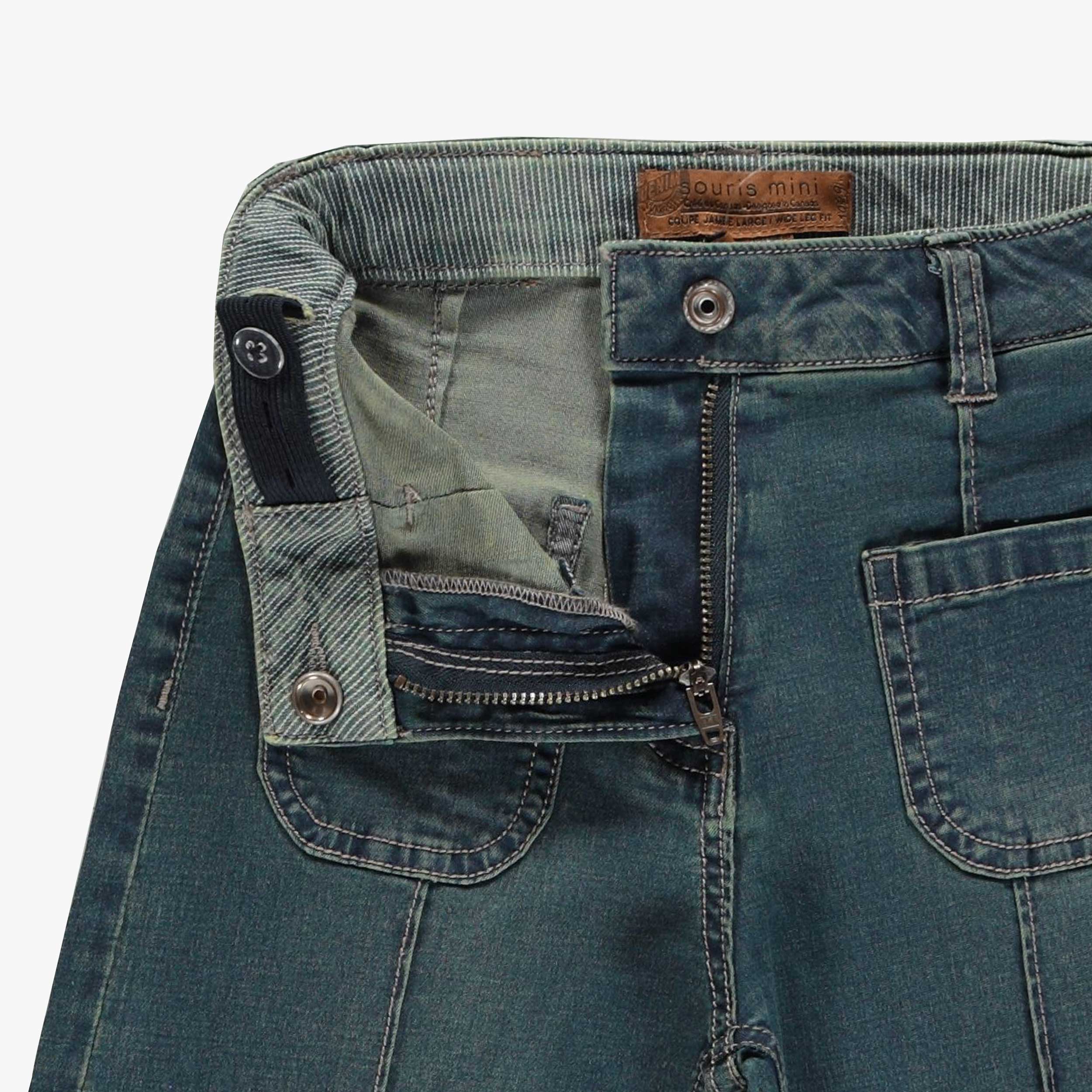 Wide legs pants relaxed fit in lightweight dark denim, child