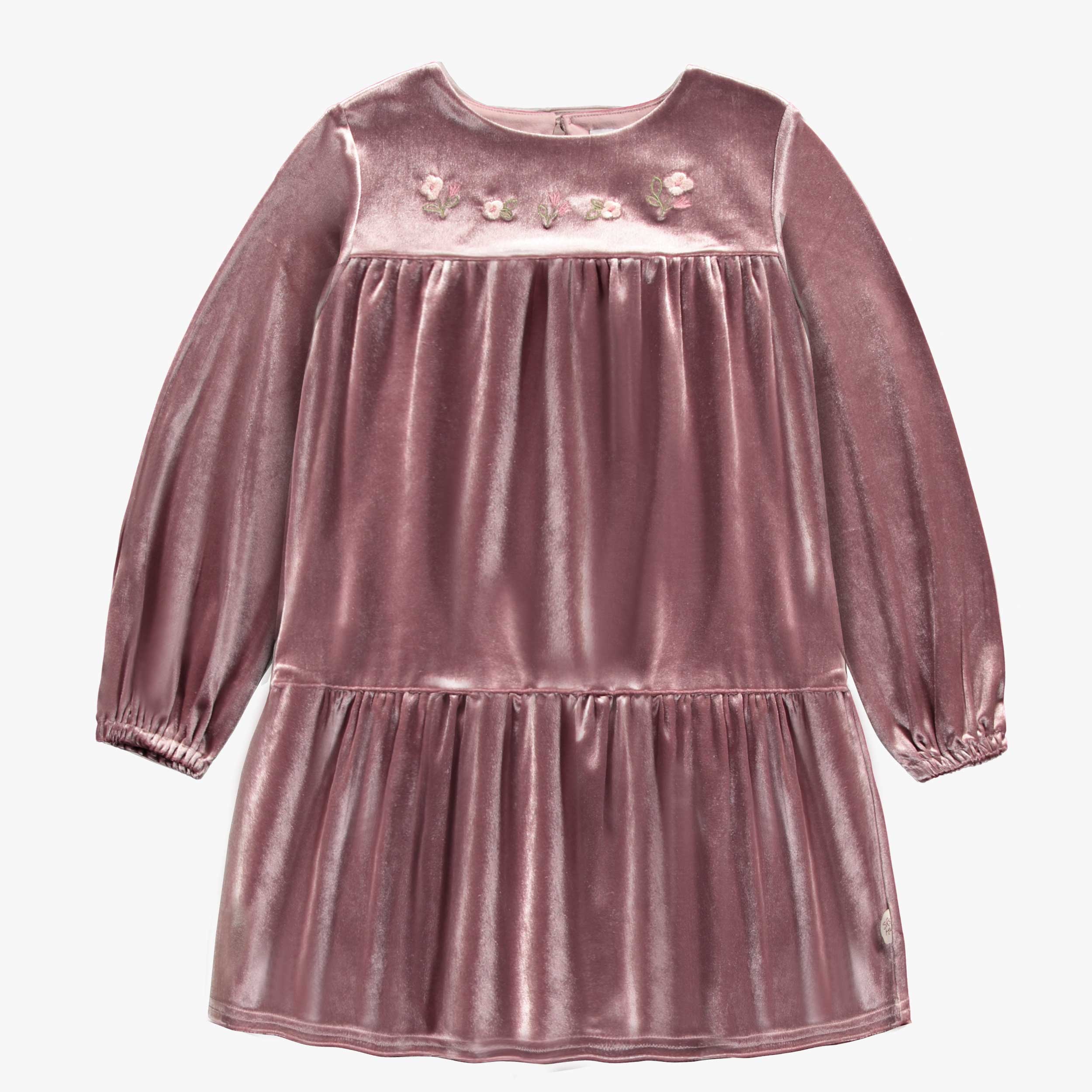 Pink dress loose fit in velvet, child