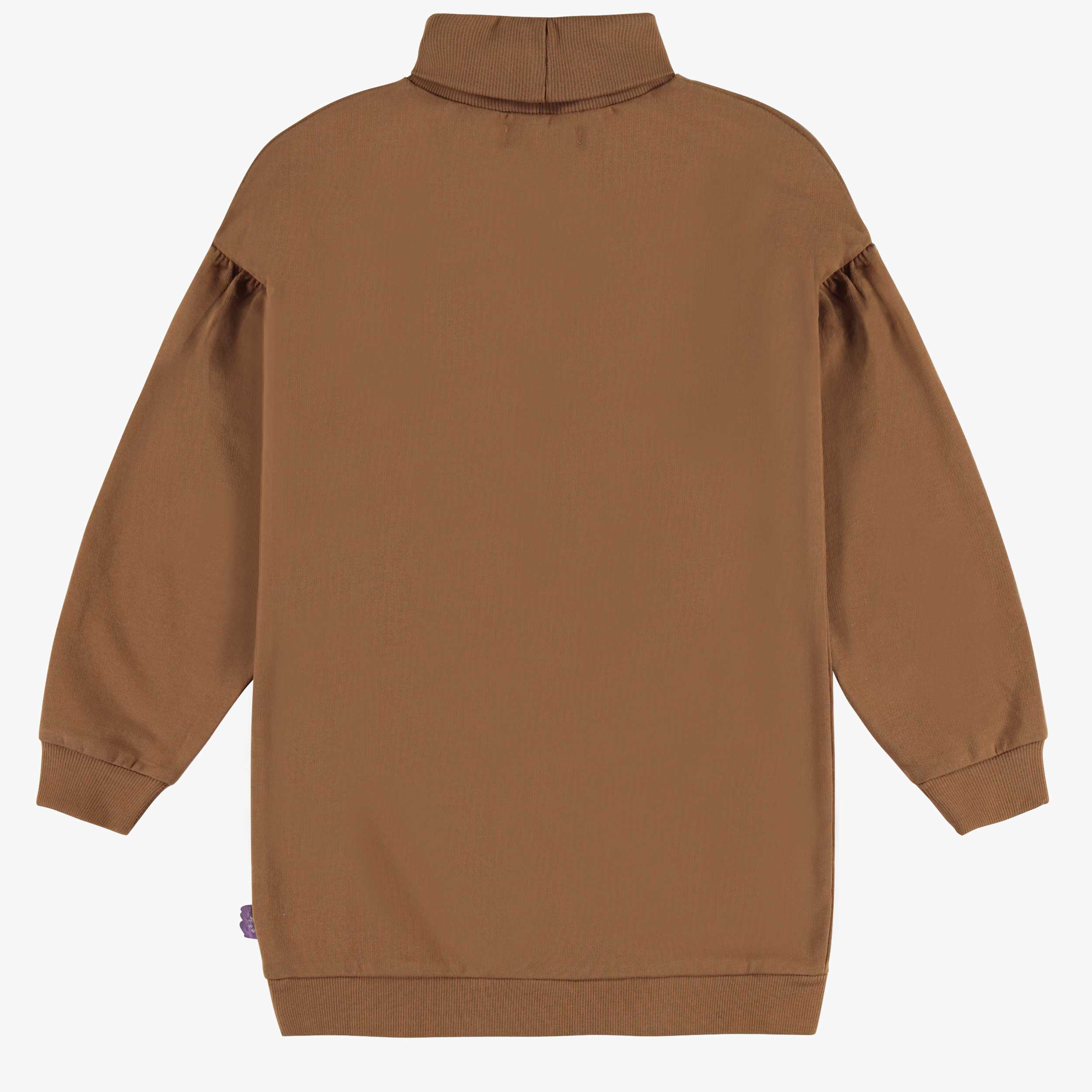 Robe brune col montant en coton français, enfant