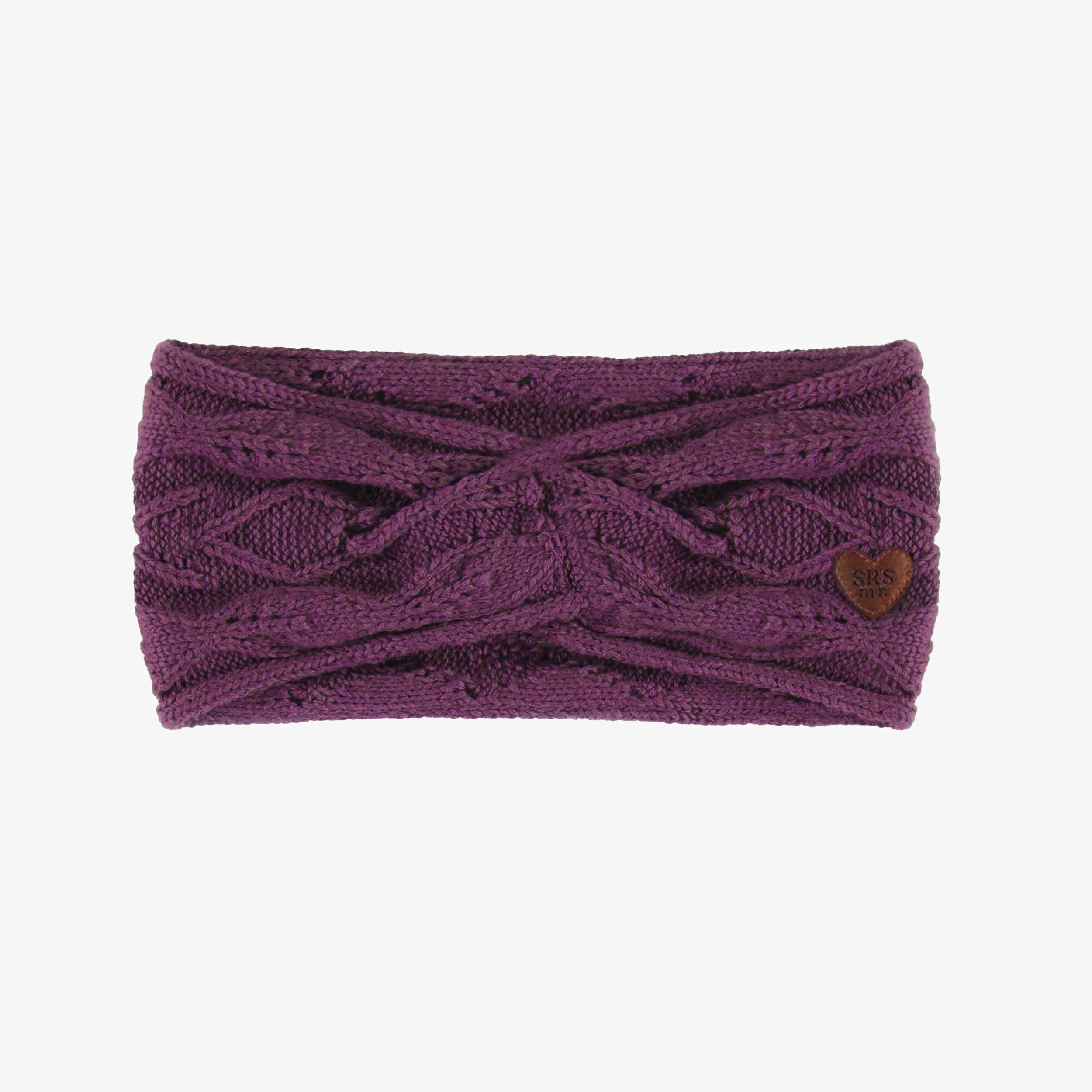 Purple knitted headband with twist, child