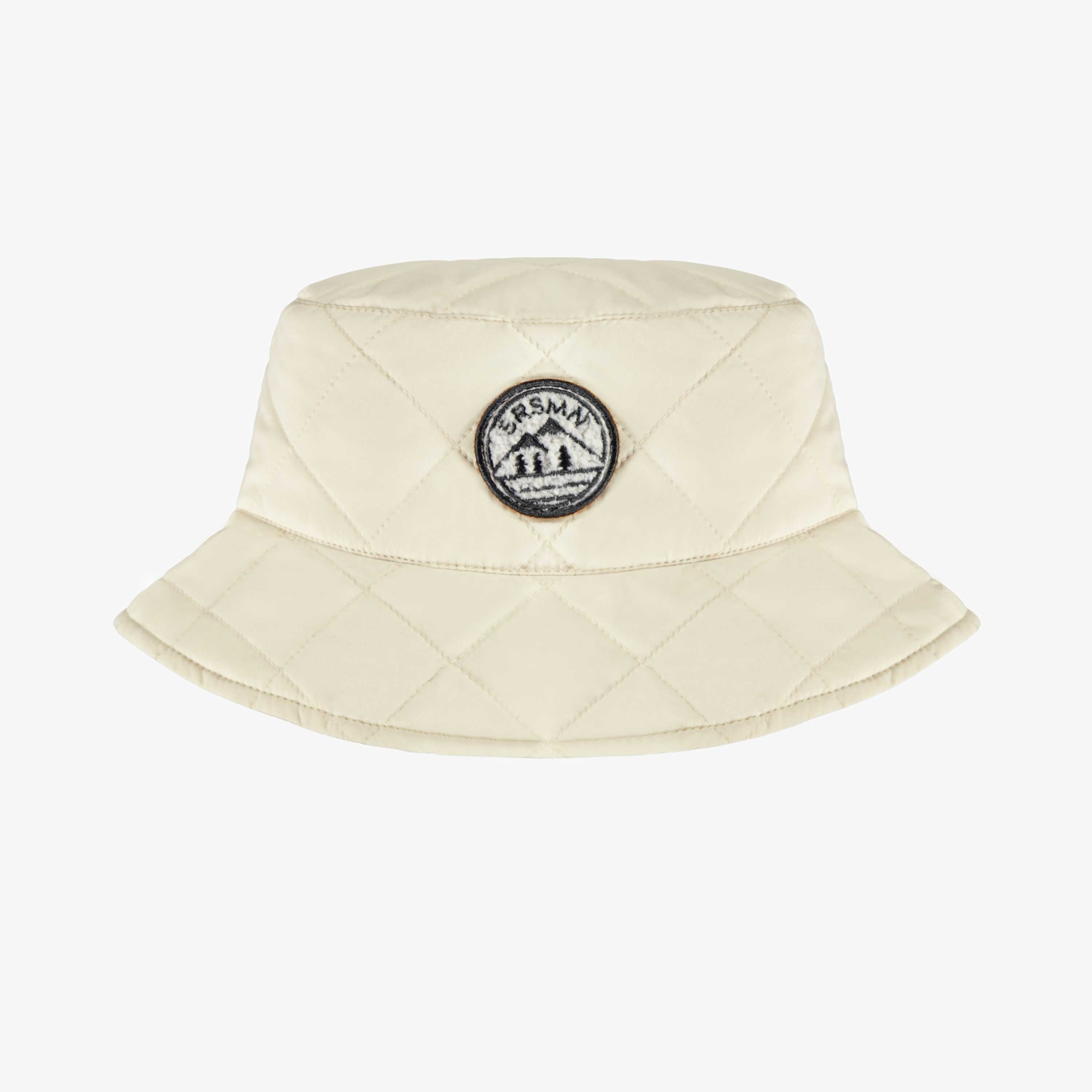 Chapeau cloche crème en nylon matelassé, enfant