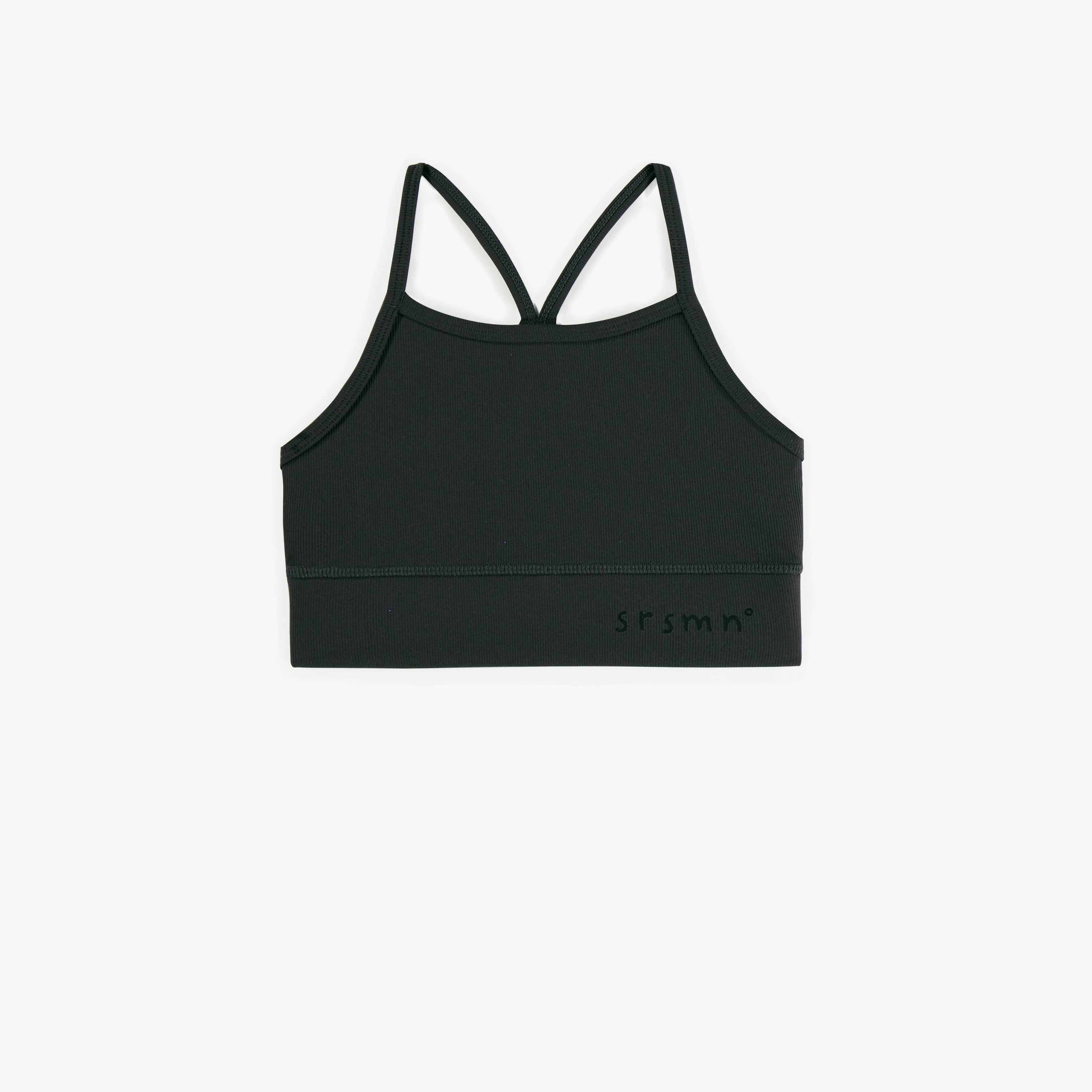 Camisole de sport noir avec bretelles croisées en lycra extensible, enfant