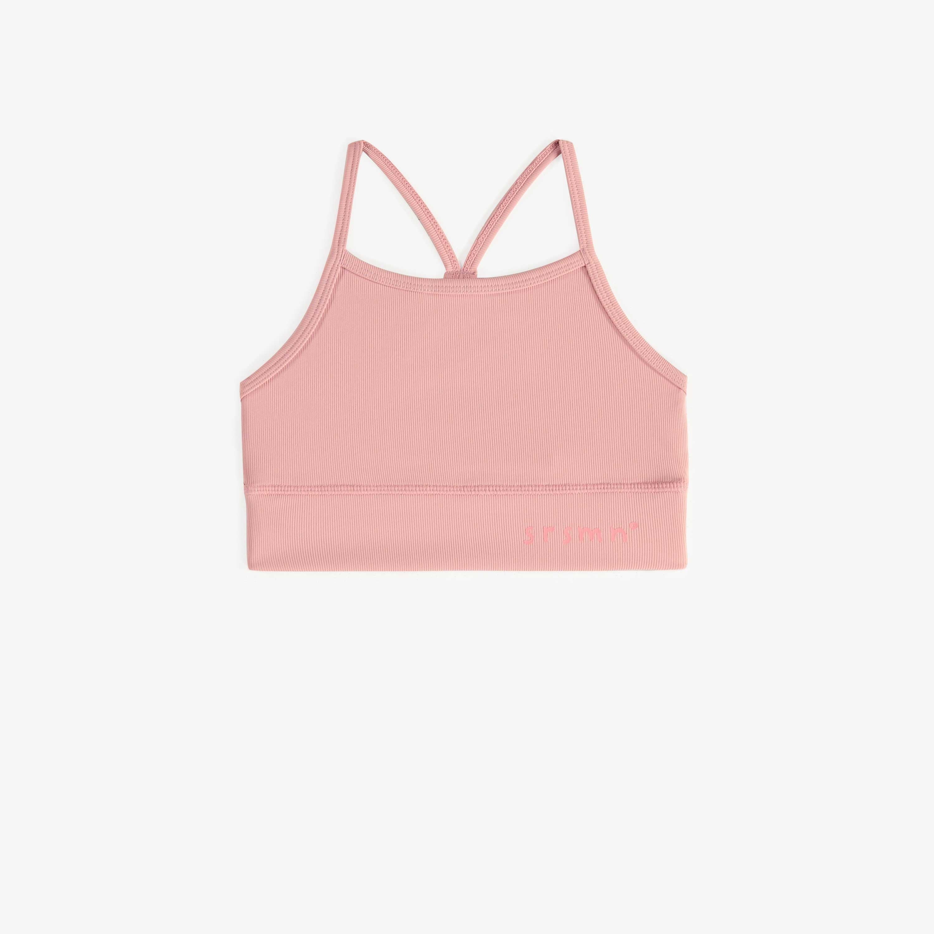 Camisole de sport rose avec bretelles croisées en lycra extensible, enfant