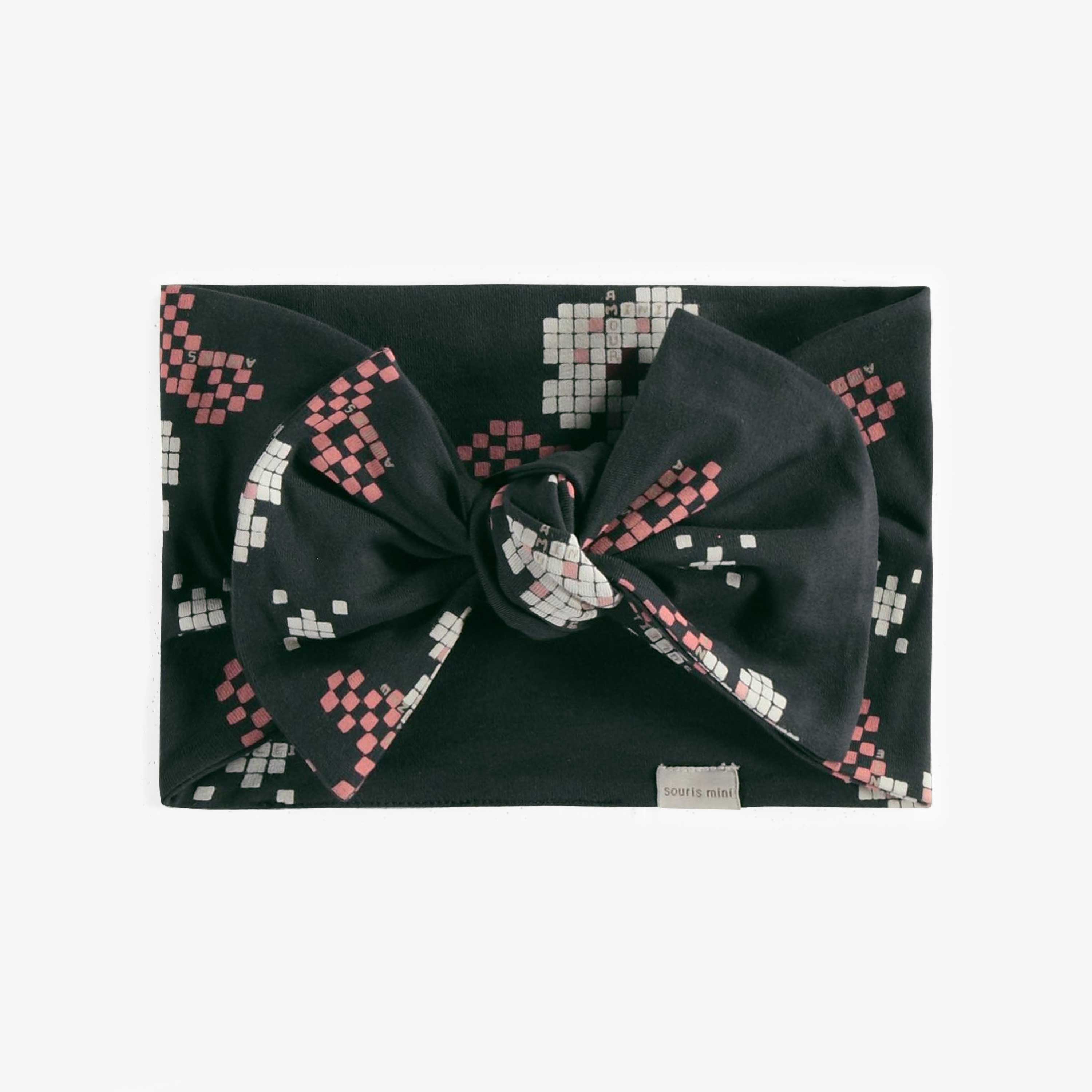 Bandeau noir à nouer avec motif en jersey, enfant