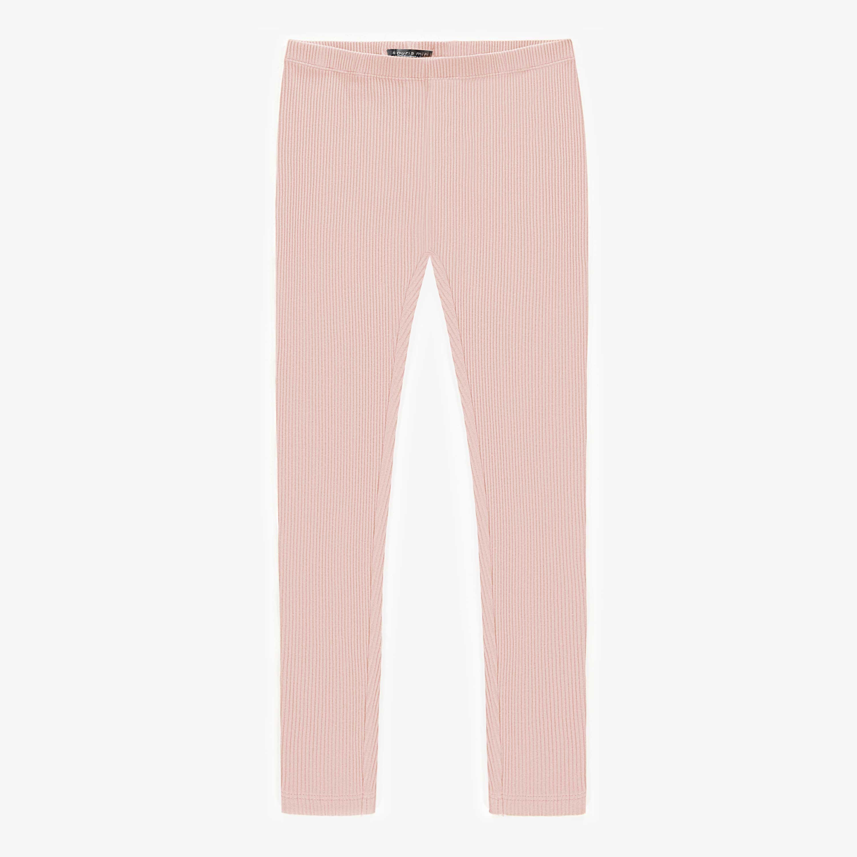 Pink long legging in irregular rib knit, child