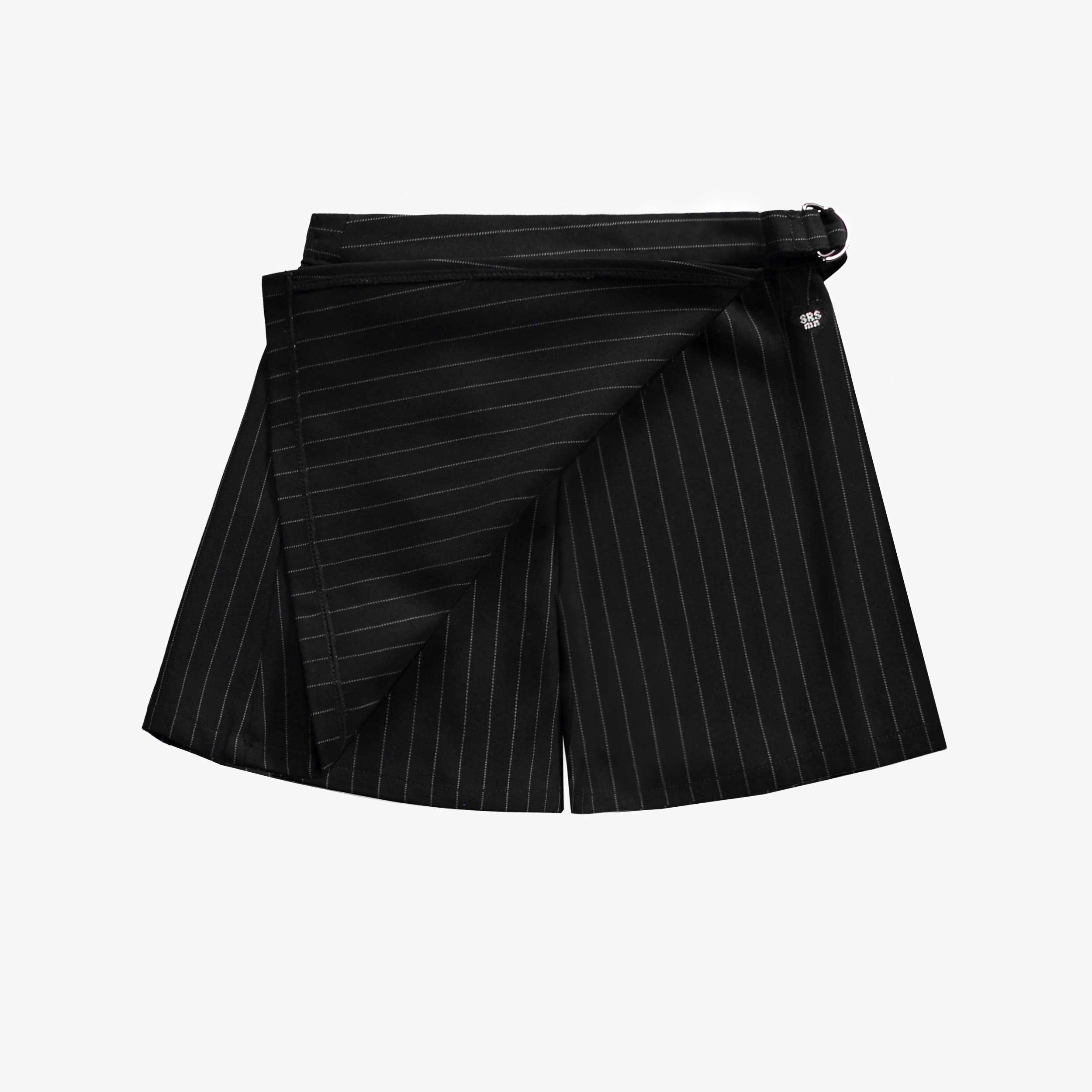 Jupe short noire et blanche à rayures en gabardine de coton, enfant